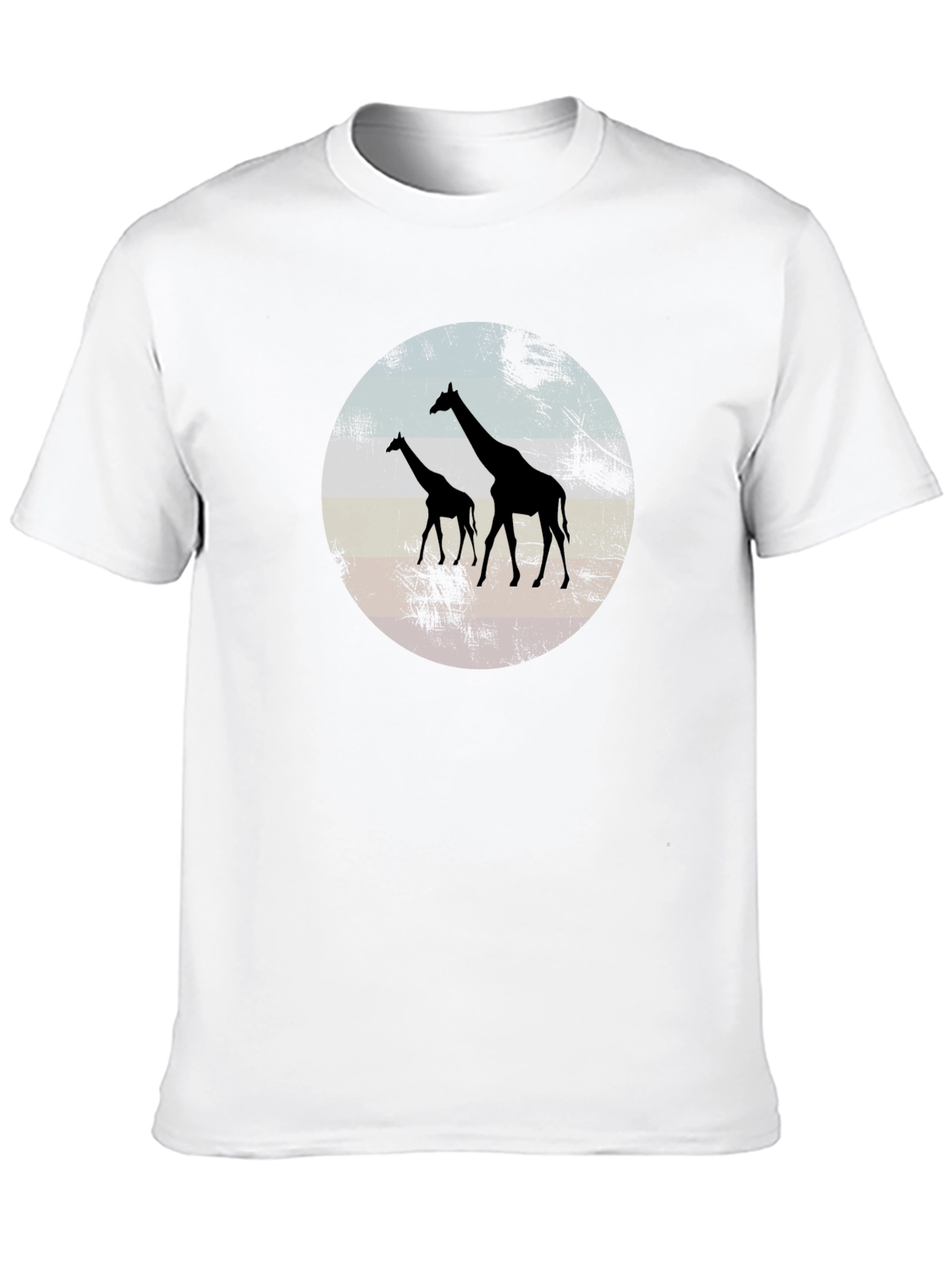 Giraffe Sunset Graphic Tee - Black Crew Neck