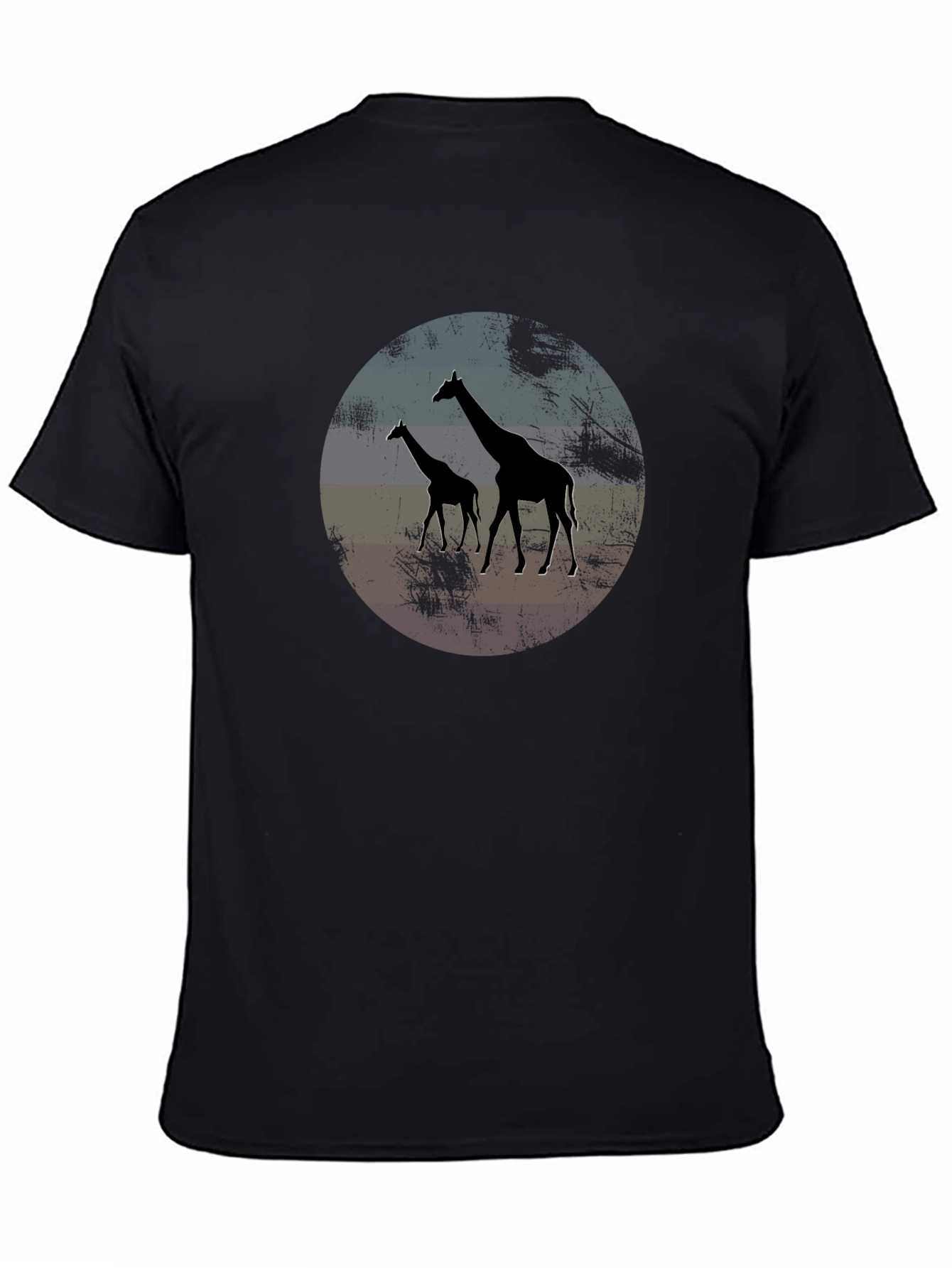Giraffe Sunset Graphic Tee - Black Crew Neck