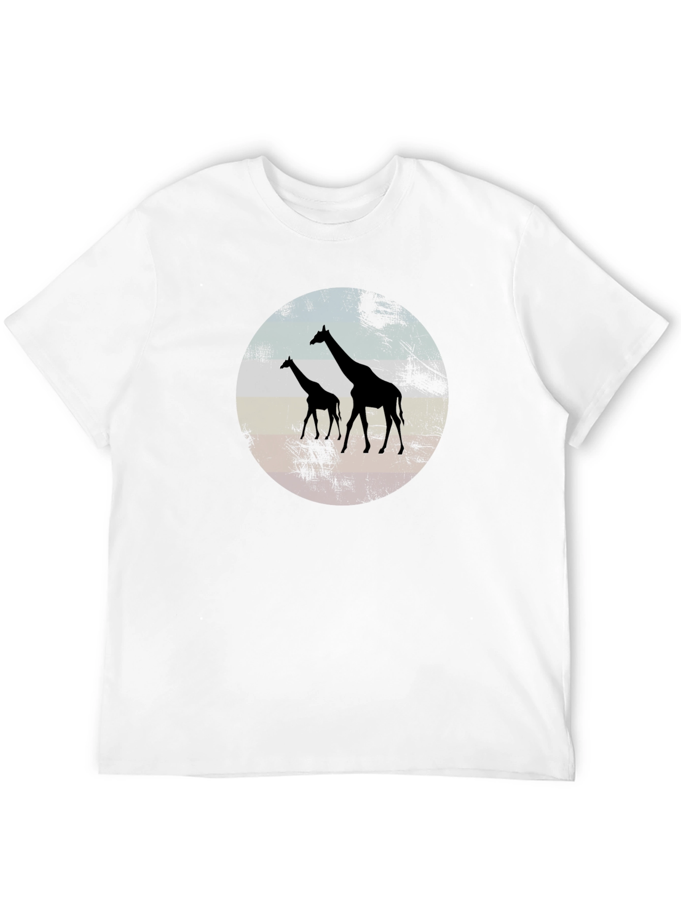 Giraffe Sunset Graphic Tee - Black Crew Neck