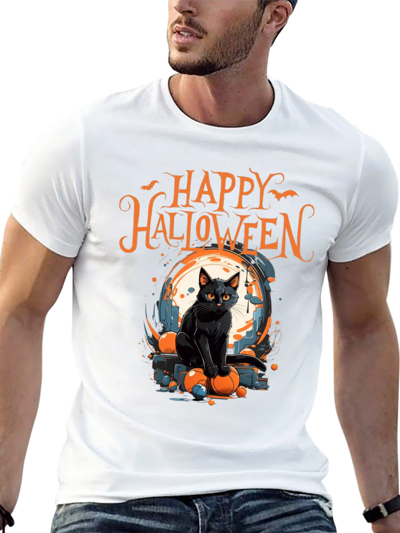 Happy Halloween Cat Graphic Tee