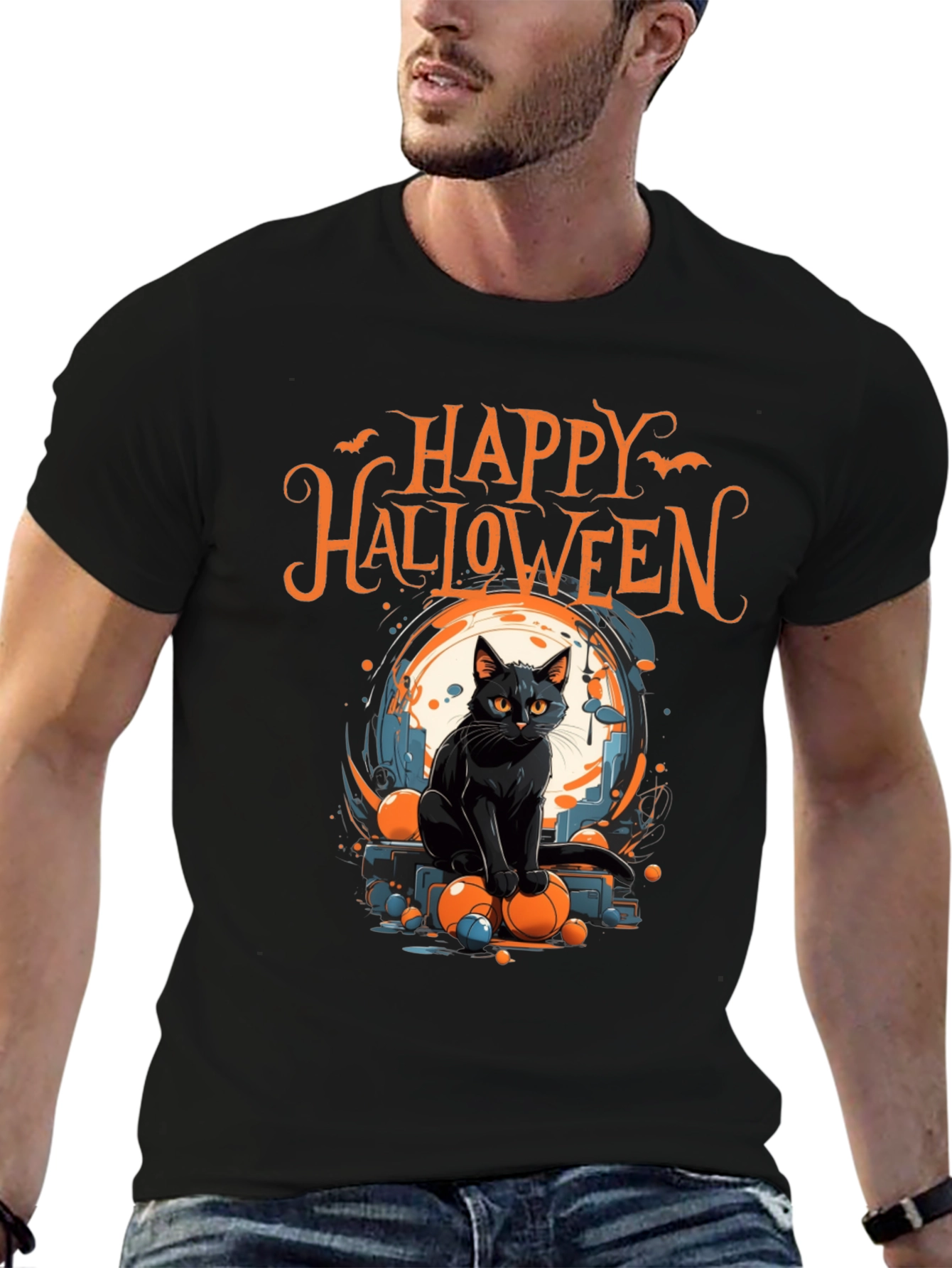 Happy Halloween Cat Graphic Tee