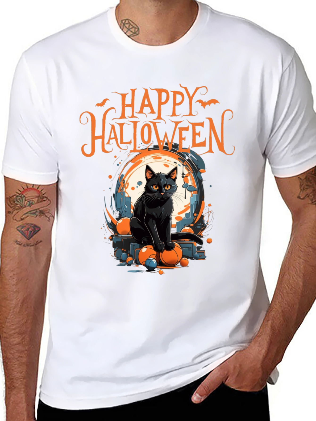 Happy Halloween Cat Graphic Tee