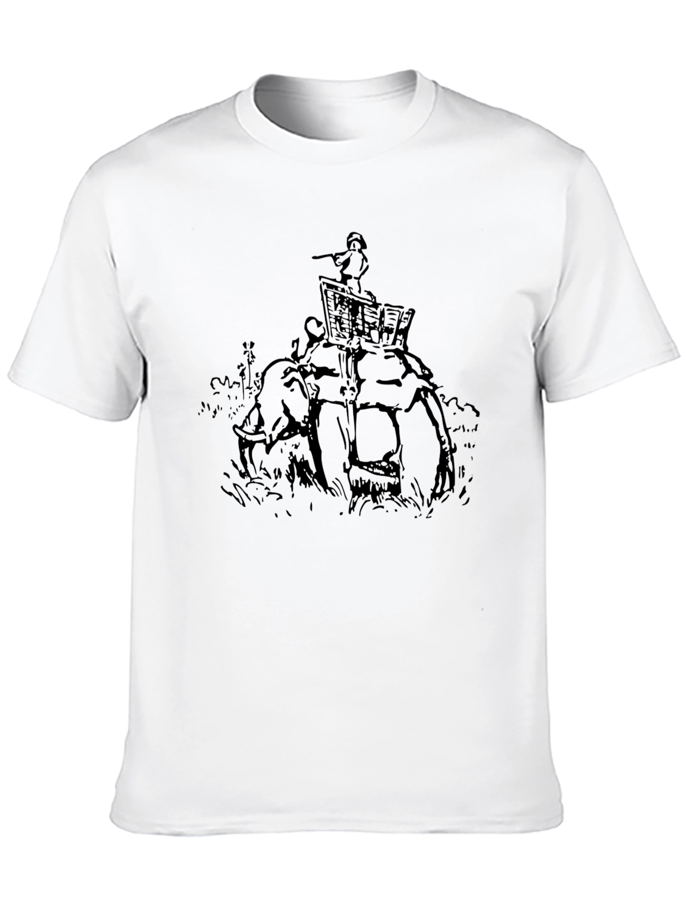 Elephant Rider Graphic Print Black T-Shirt
