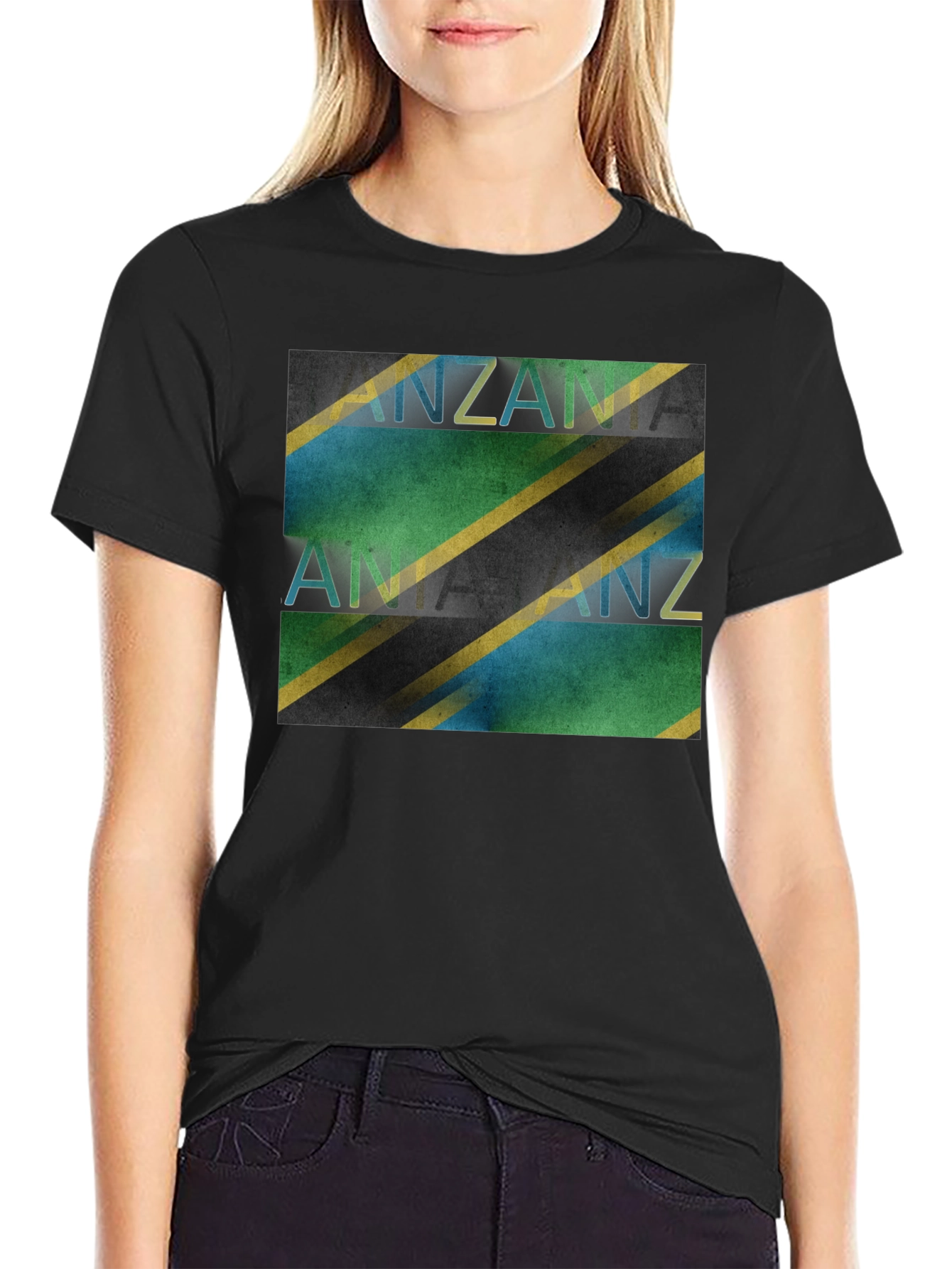 Tanzania Flag Graphic Black T-Shirt