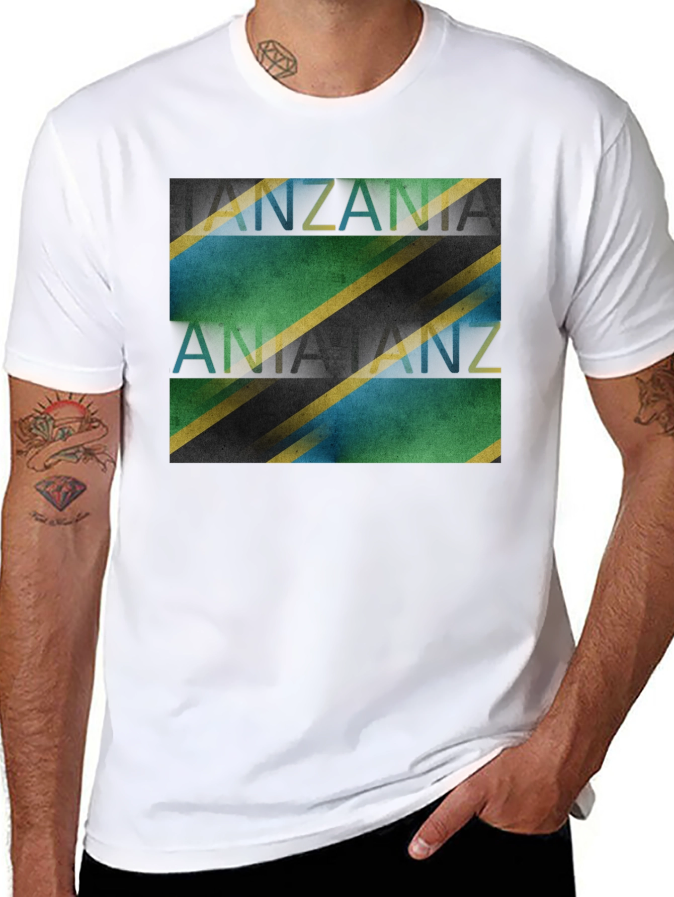 Tanzania Flag Graphic Black T-Shirt