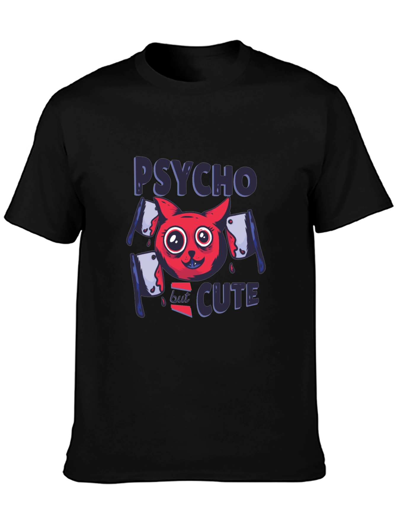 Psycho But Cute Graphic Tee - Black