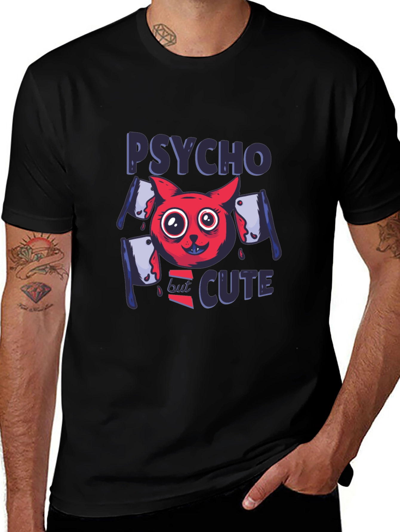 Psycho But Cute Graphic Tee - Black