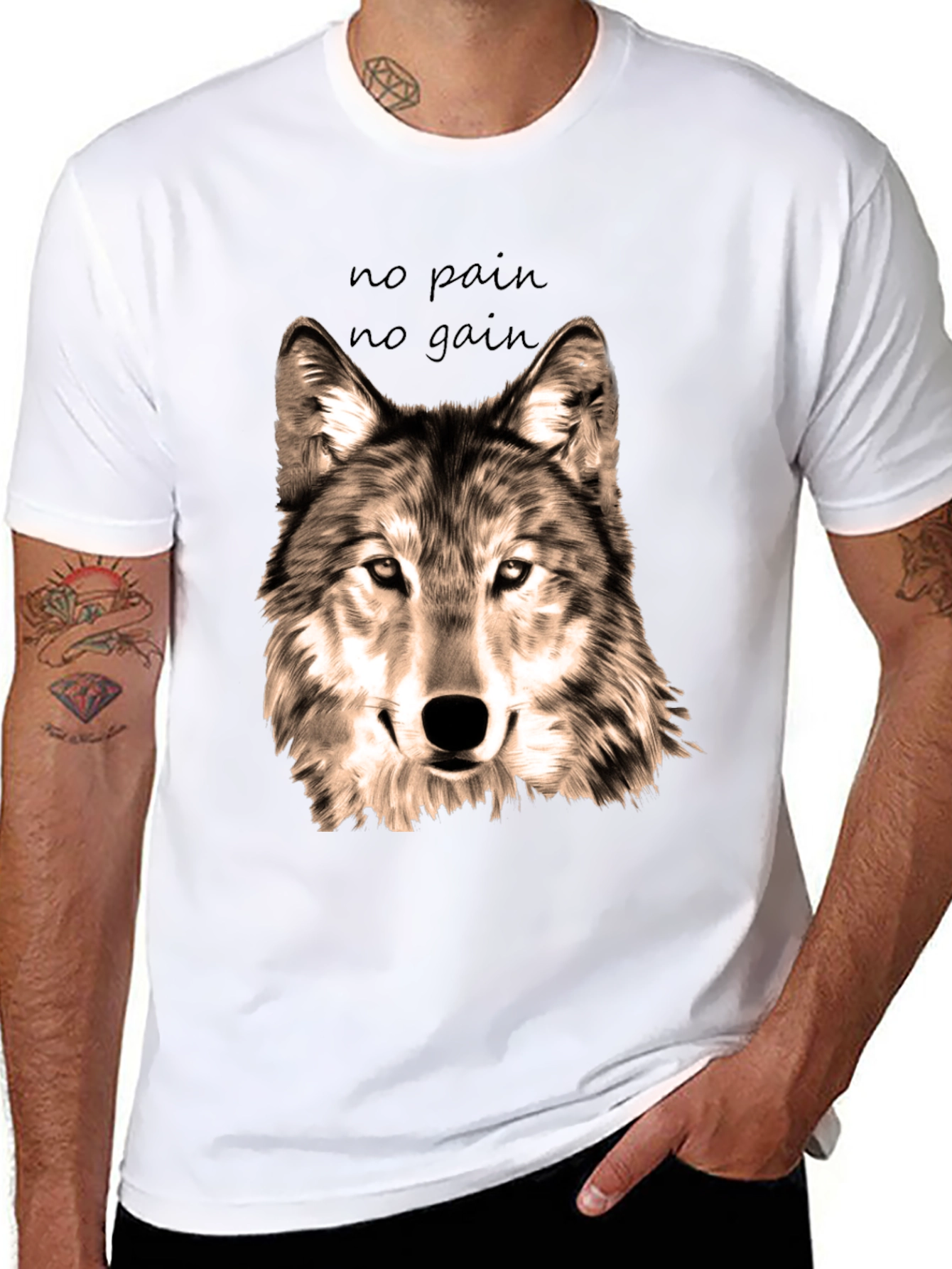Wolf Graphic T-Shirt - No Pain No Gain