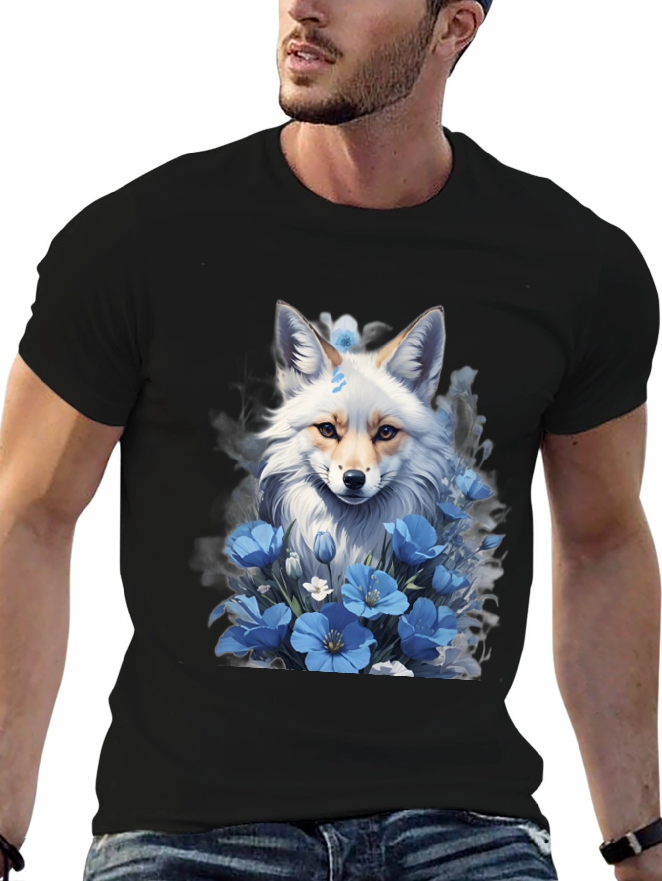 Fox & Blue Flower Graphic Tee