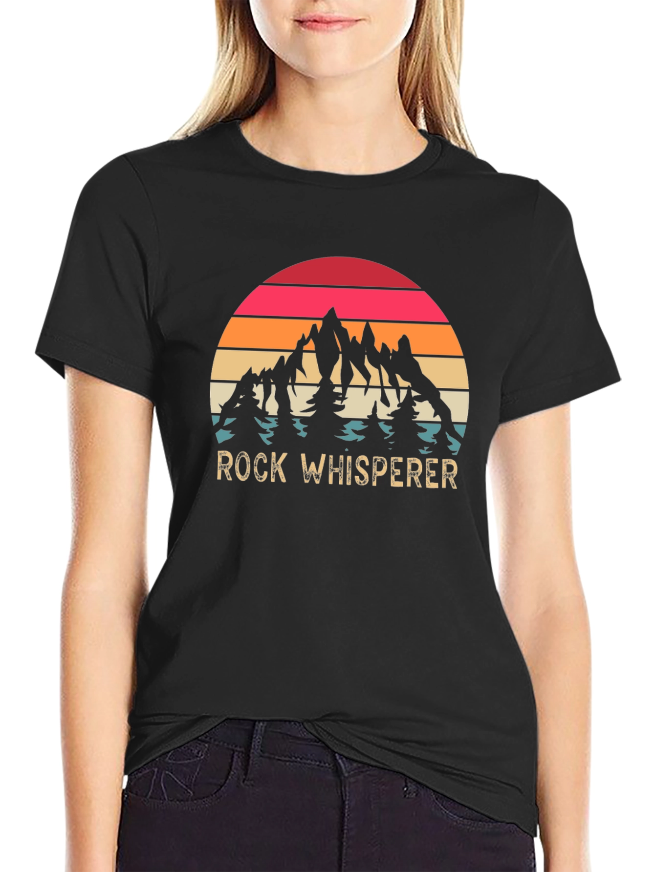 Rock Whisperer Graphic Tee - Mountain Sunset Design