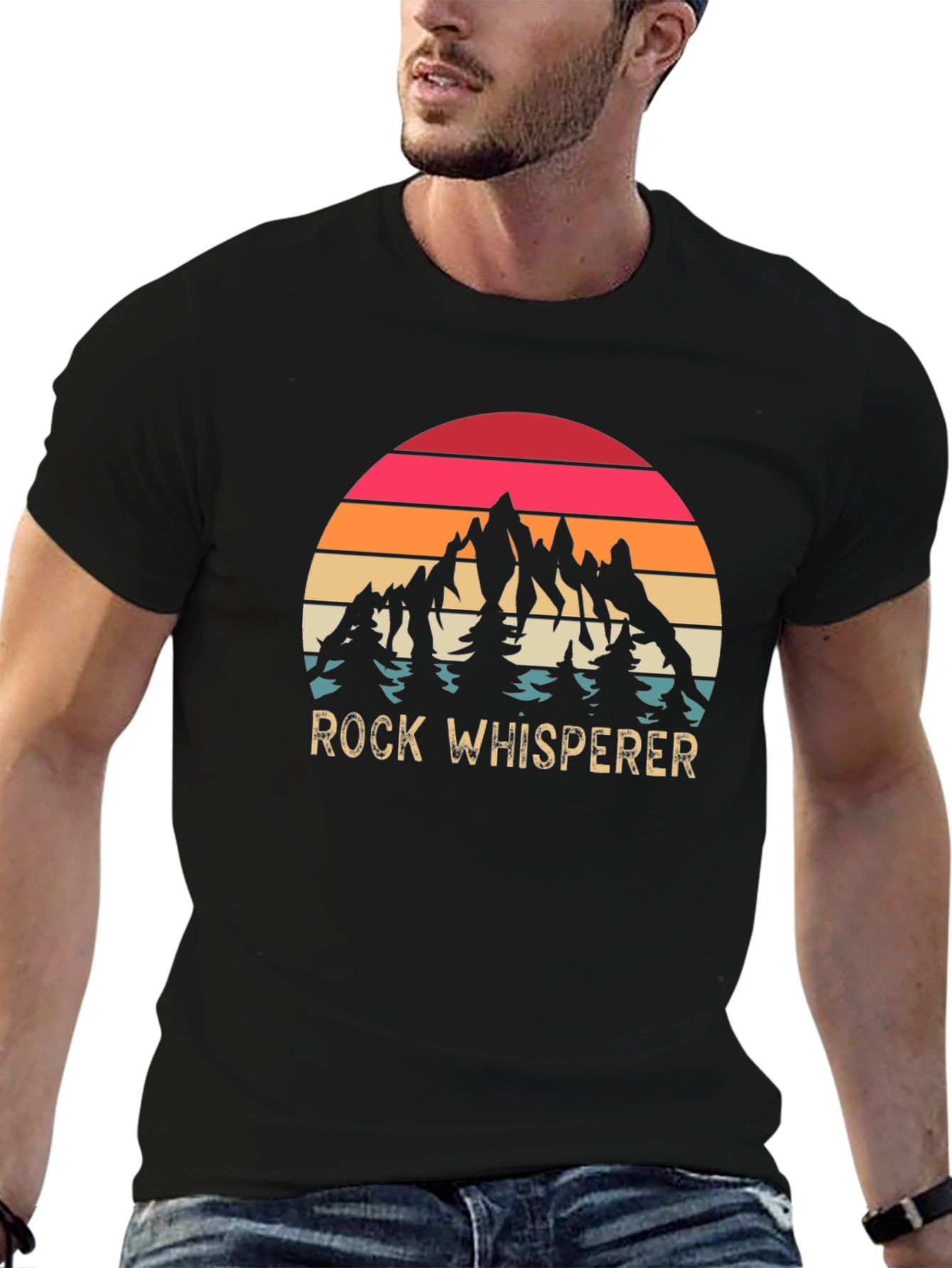 Rock Whisperer Graphic Tee - Mountain Sunset Design