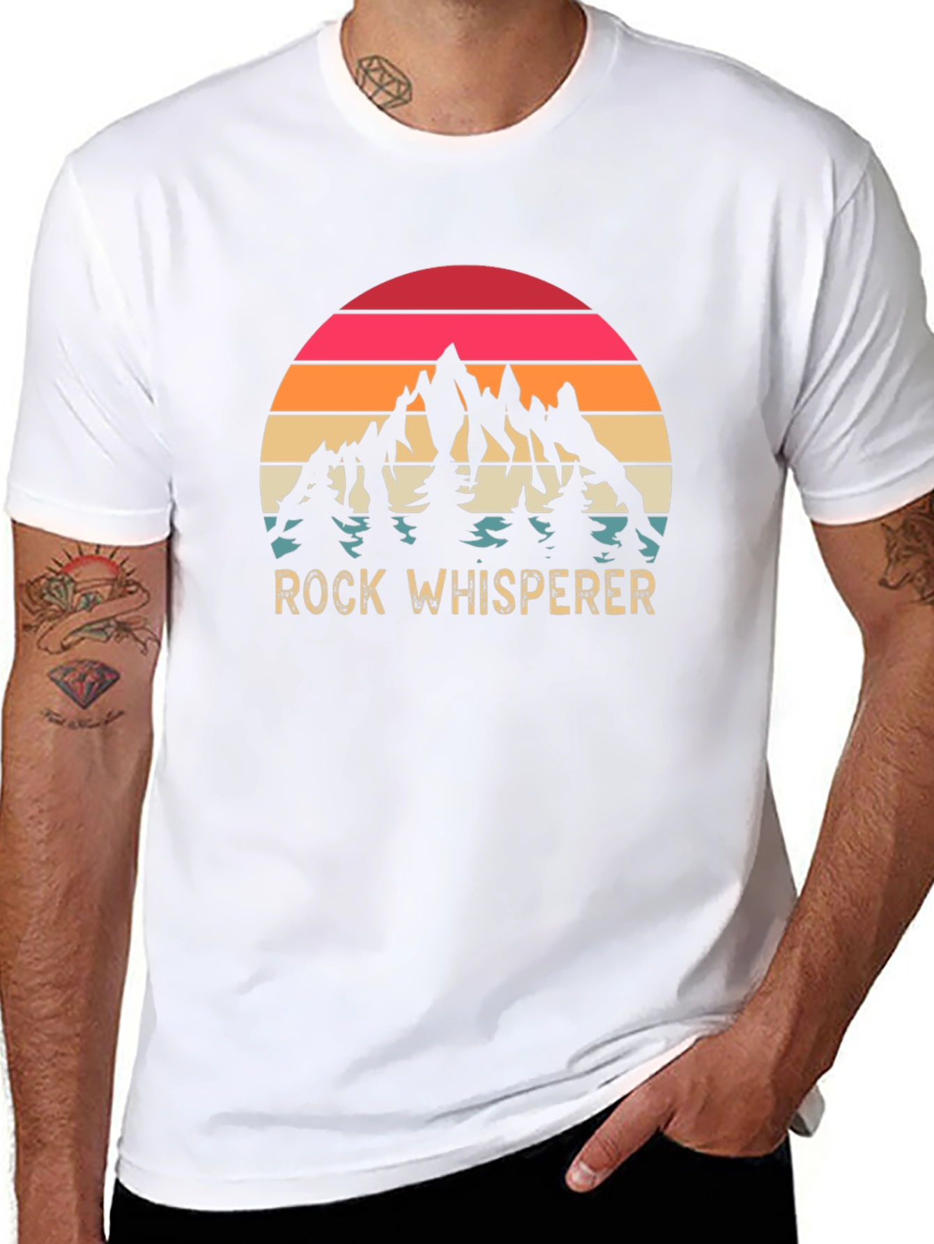 Rock Whisperer Graphic Tee - Mountain Sunset Design