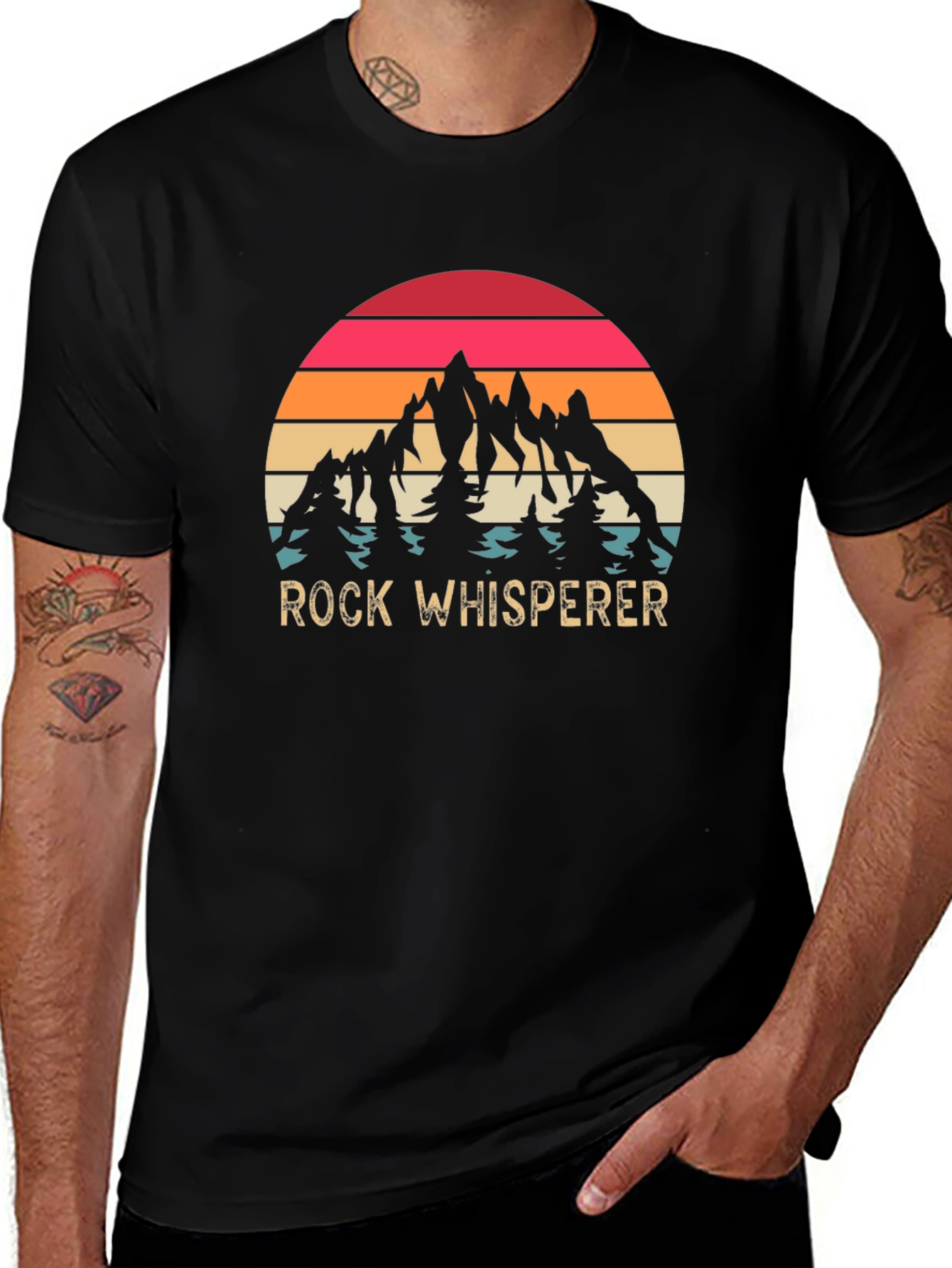 Rock Whisperer Graphic Tee - Mountain Sunset Design