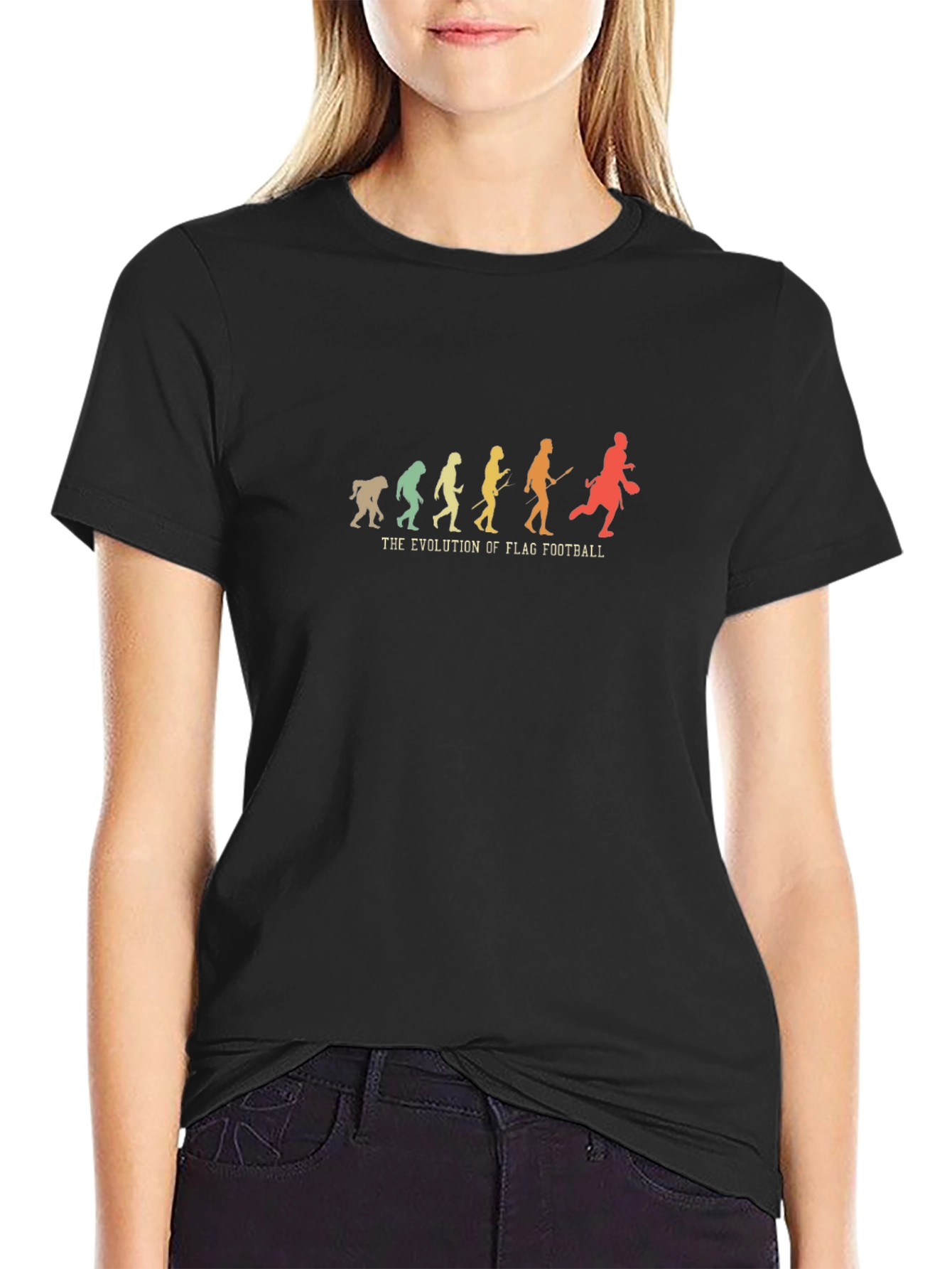 Flag Football Evolution Graphic Tee - Black