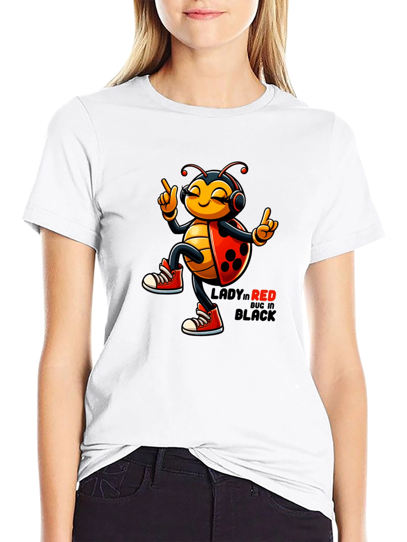 Ladybug in Red & Black Graphic Tee