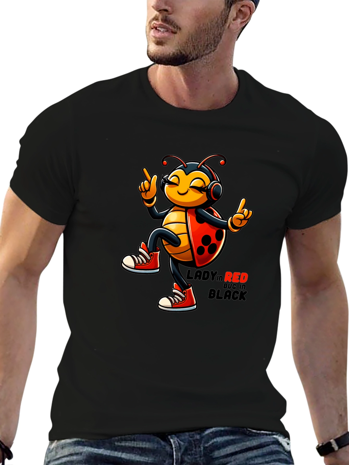 Ladybug in Red & Black Graphic Tee