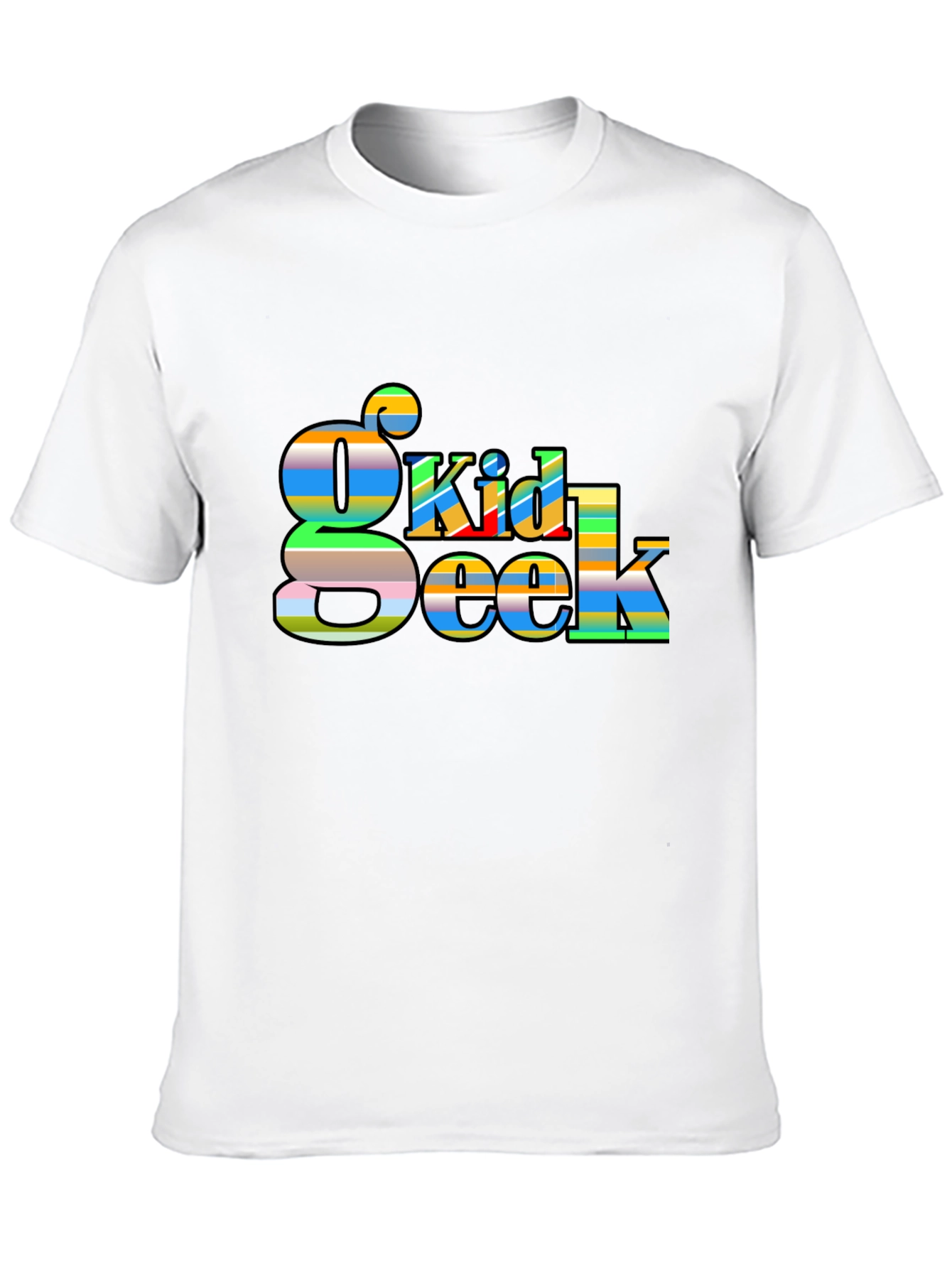 Geek Kid Striped Graphic Black T-Shirt