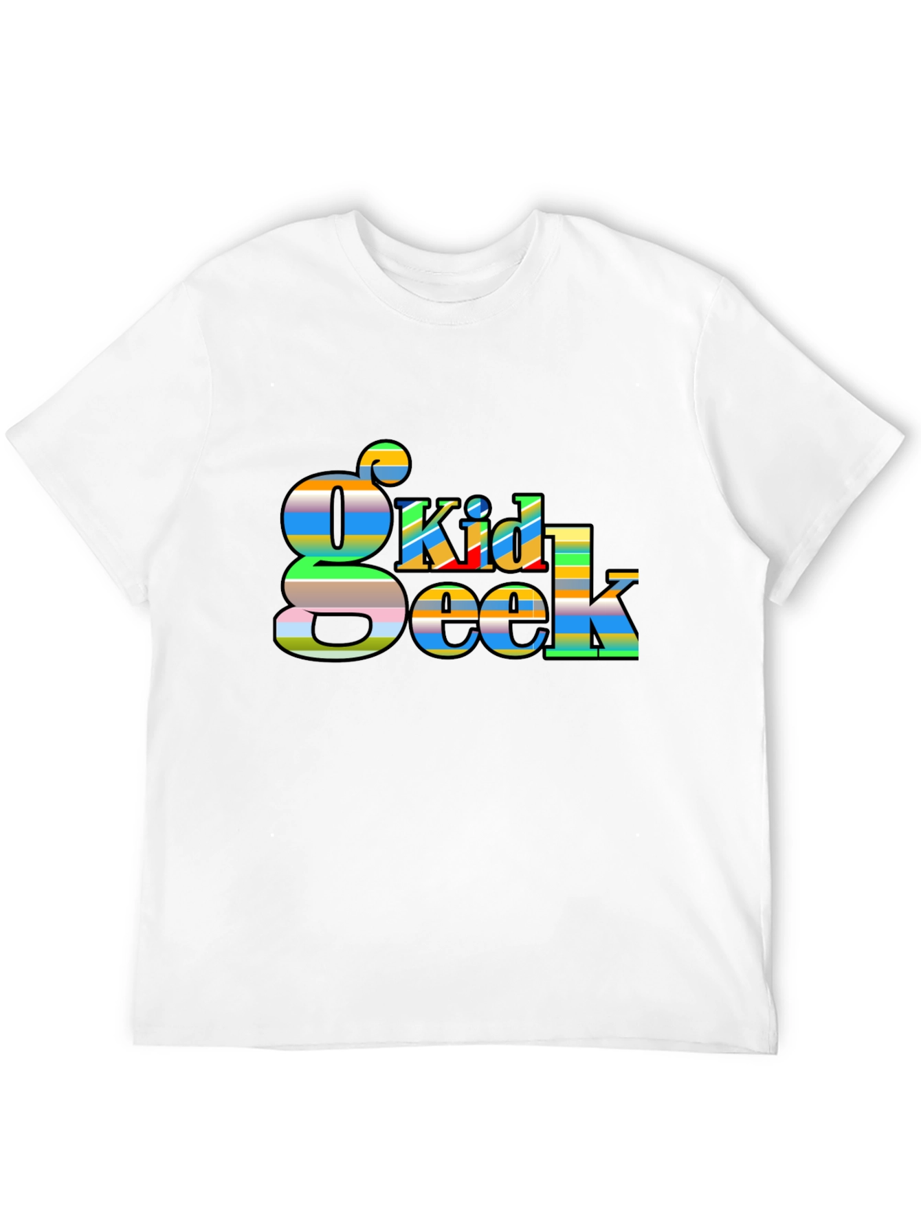 Geek Kid Striped Graphic Black T-Shirt