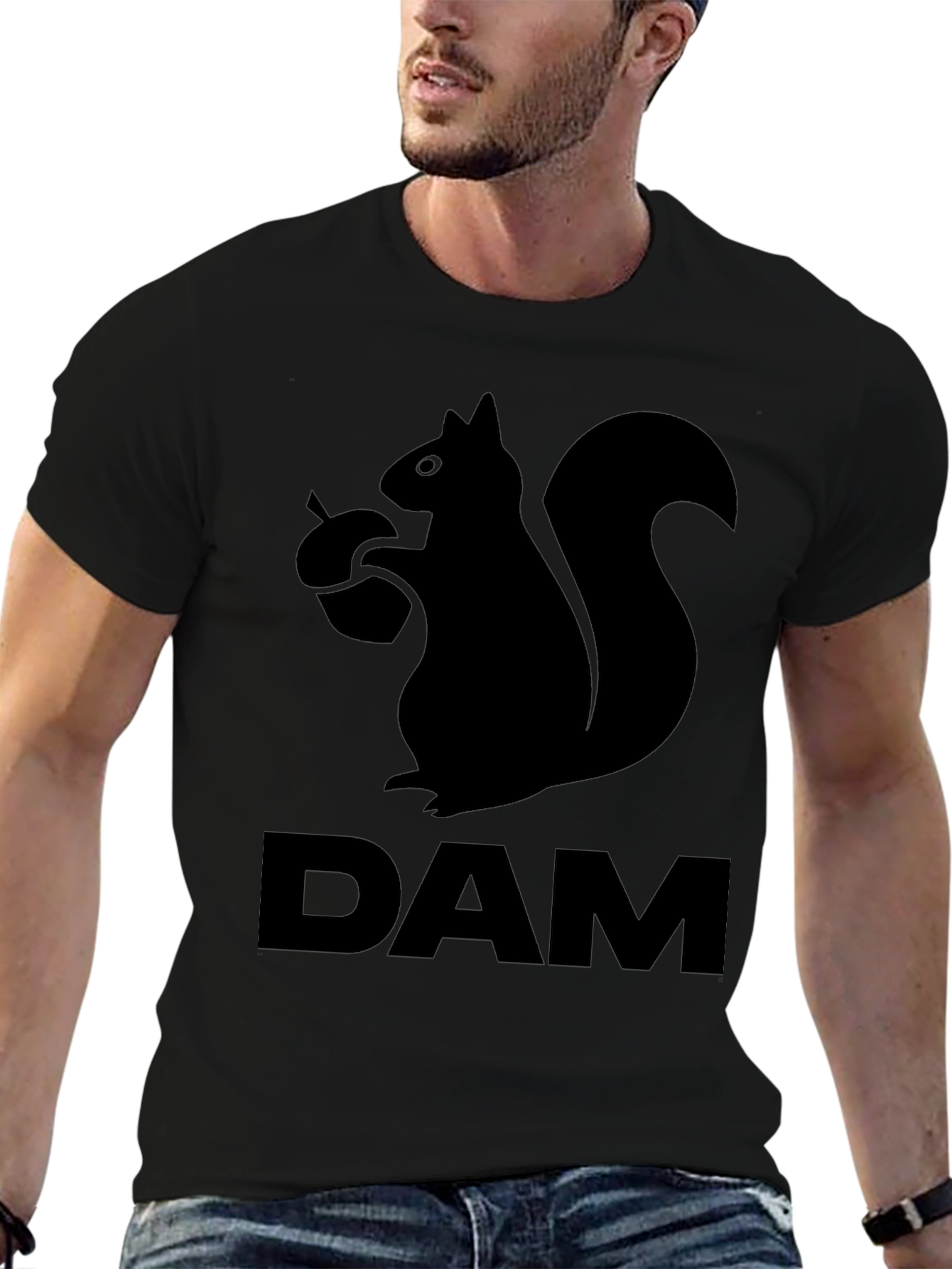 Squirrel DAM Funny Graphic T-Shirt - Black