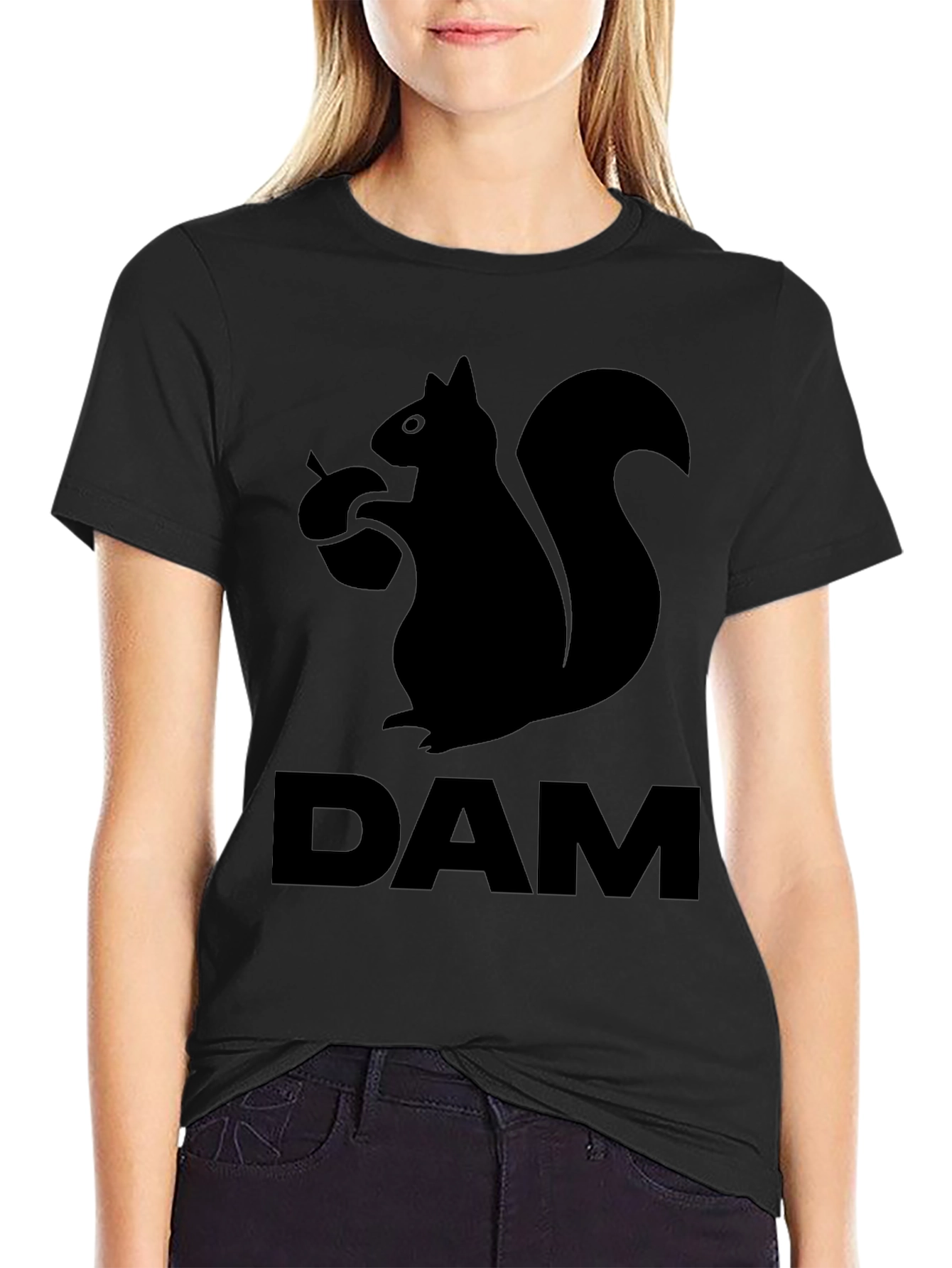 Squirrel DAM Funny Graphic T-Shirt - Black