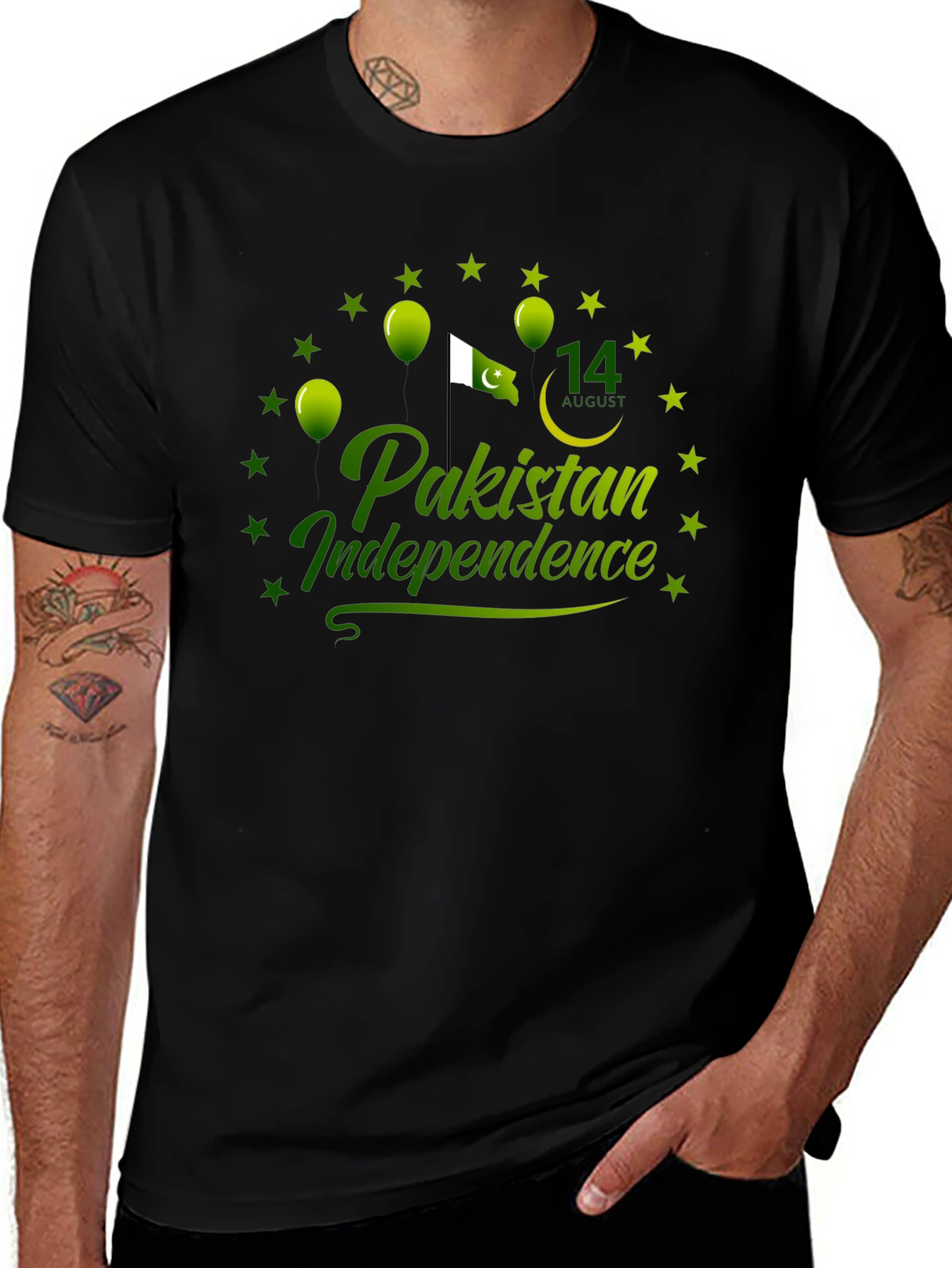 Pakistan Independence Day Black T-Shirt