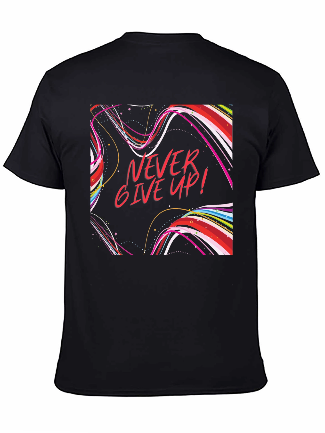 Never Give Up Graphic T-Shirt Black Cotton