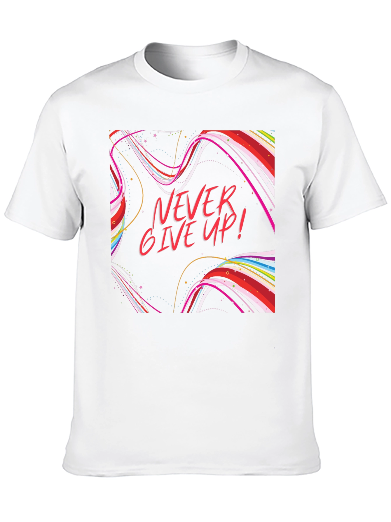 Never Give Up Graphic T-Shirt Black Cotton