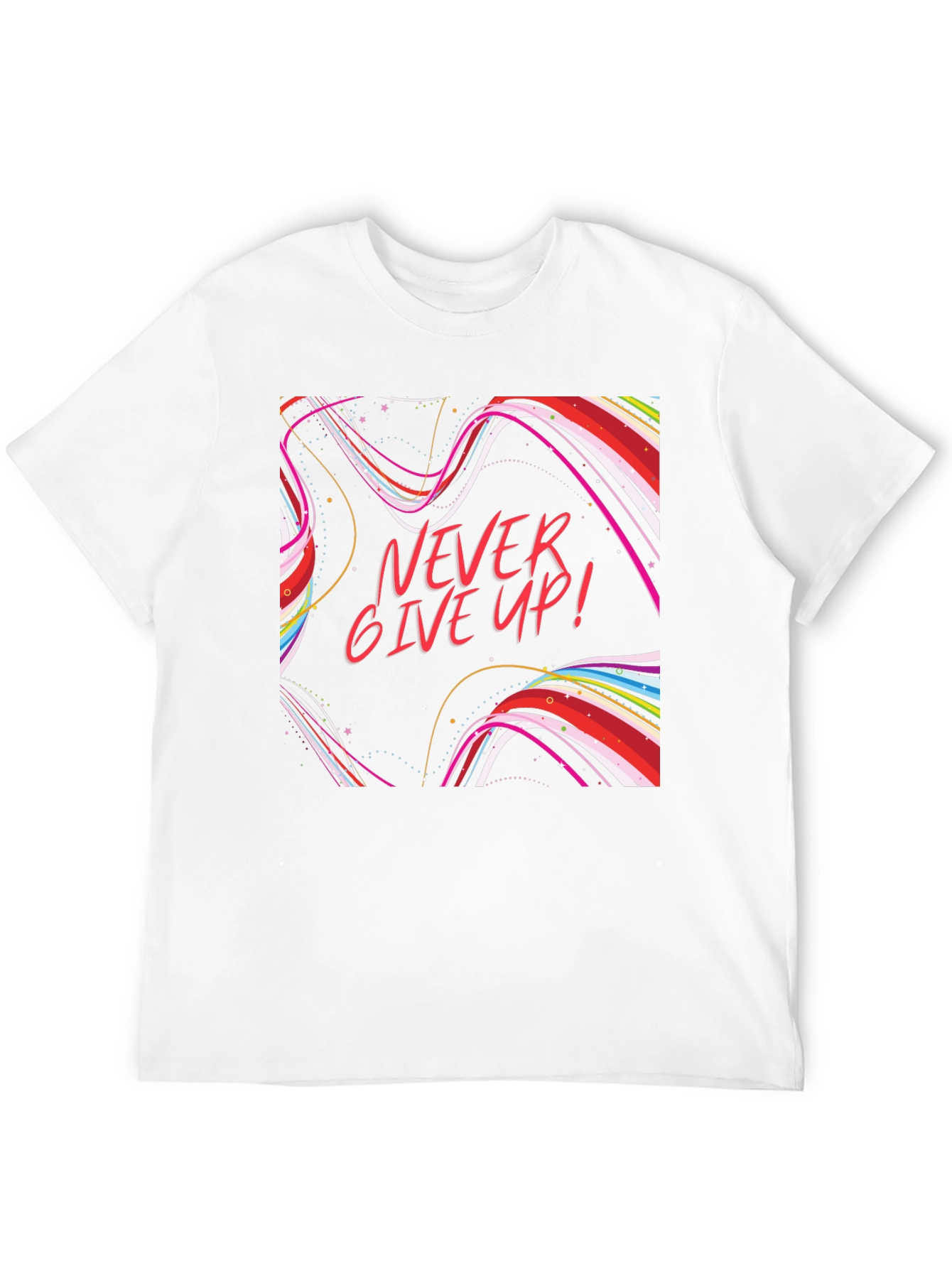 Never Give Up Graphic T-Shirt Black Cotton