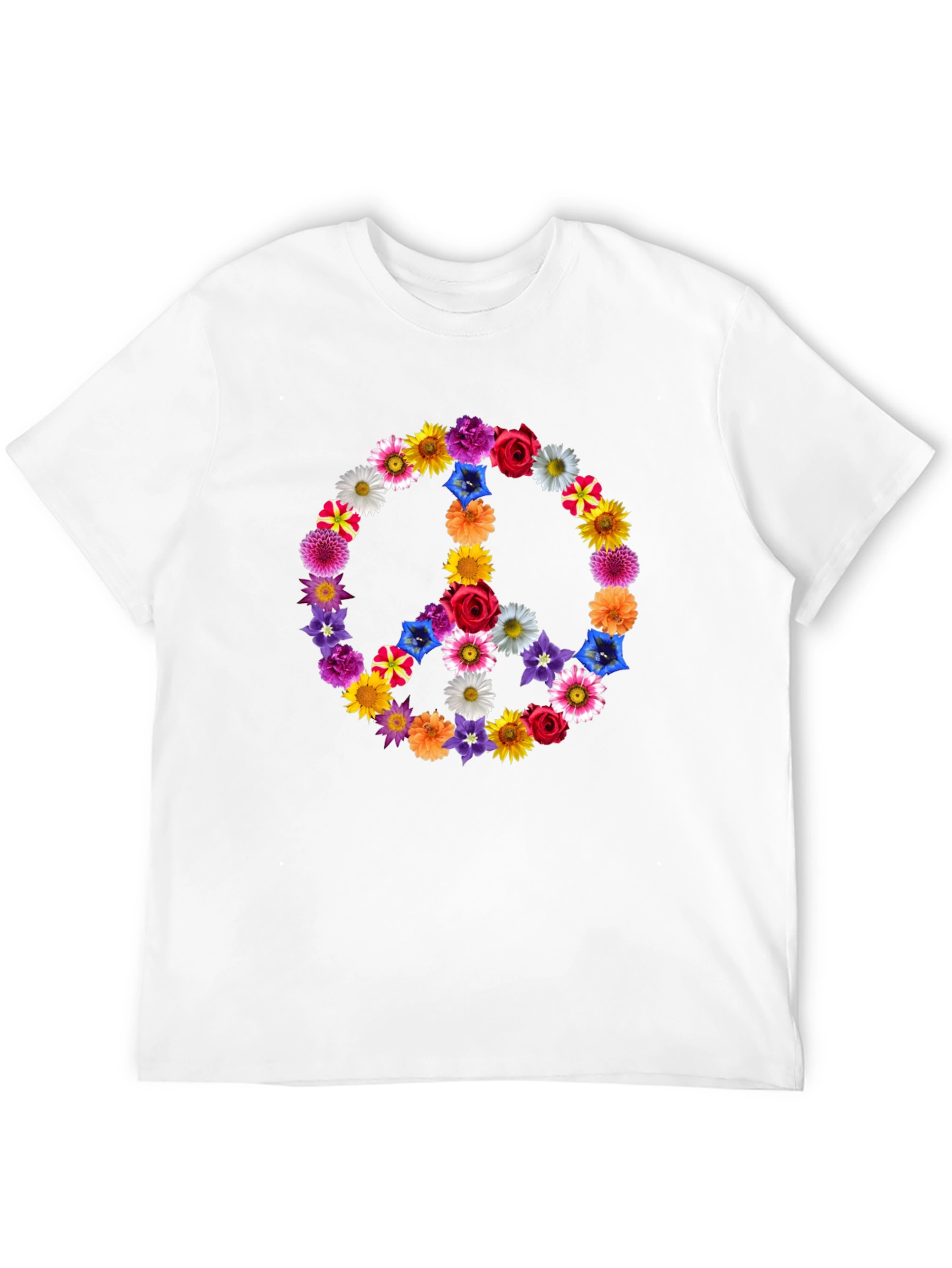 Floral Peace Sign Graphic Tee - Black