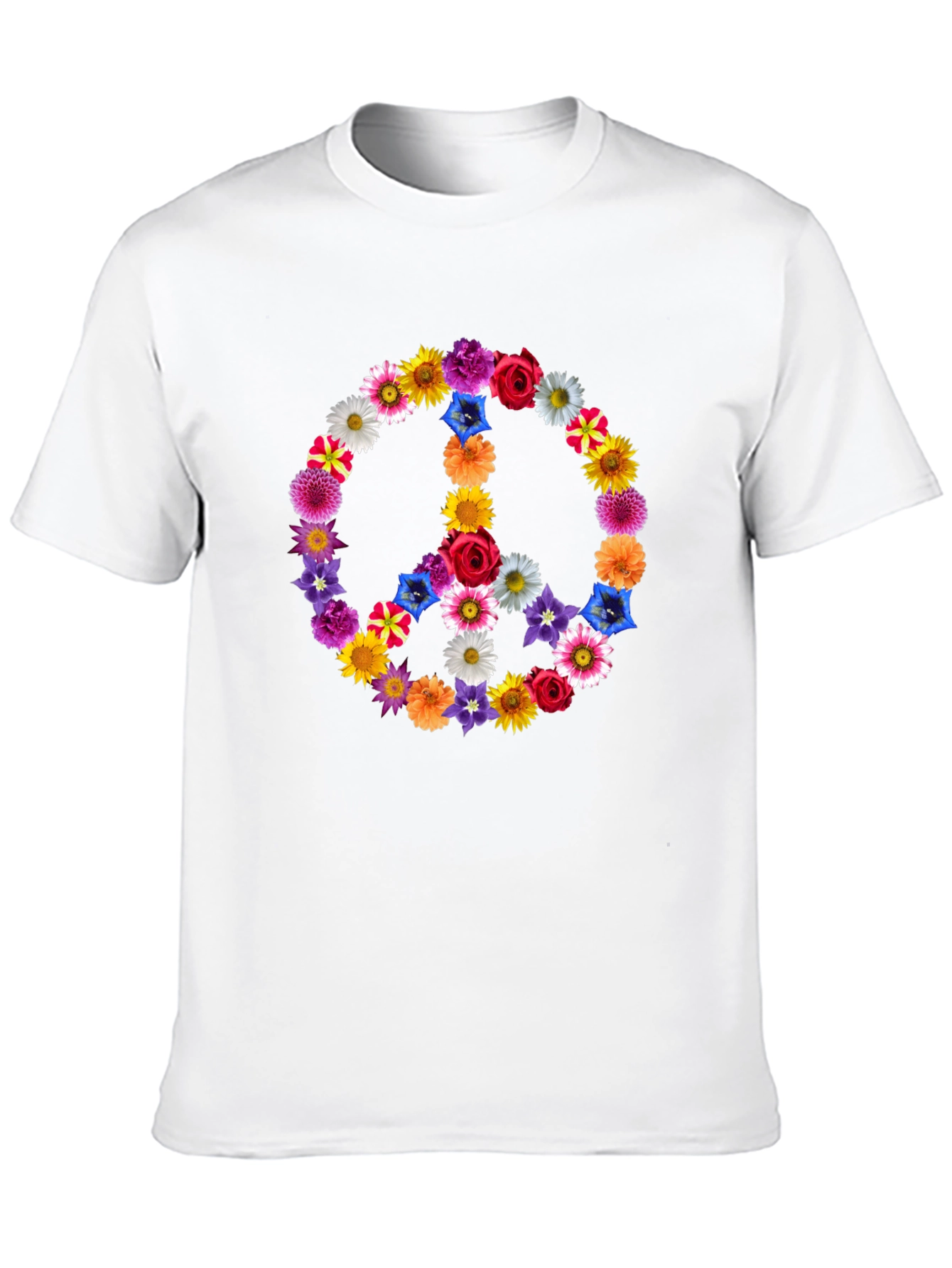 Floral Peace Sign Graphic Tee - Black
