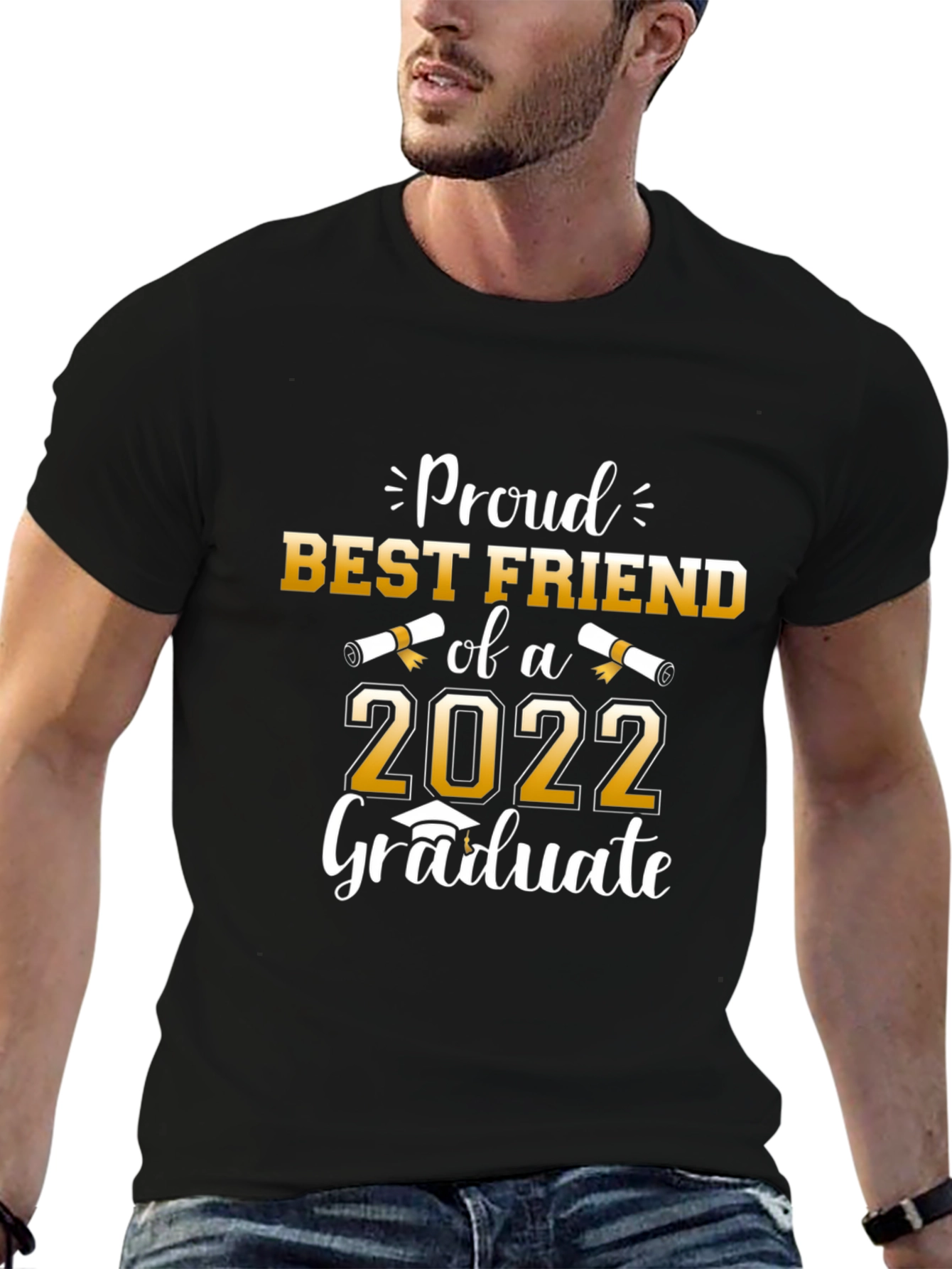 Proud Best Friend of a 2022 Graduate Black T-Shirt