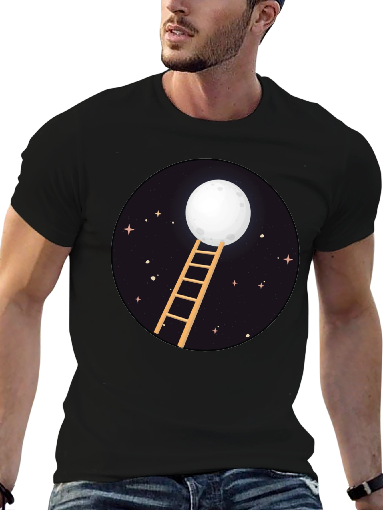 Moon Ladder Graphic Tee - Celestial Style