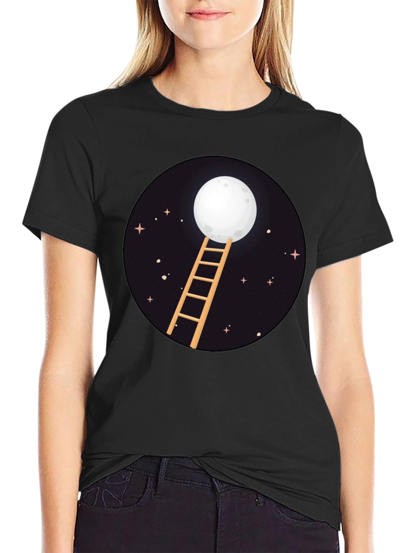 Moon Ladder Graphic Tee - Celestial Style