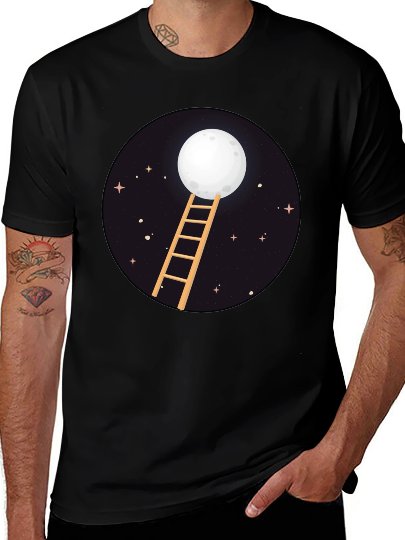 Moon Ladder Graphic Tee - Celestial Style