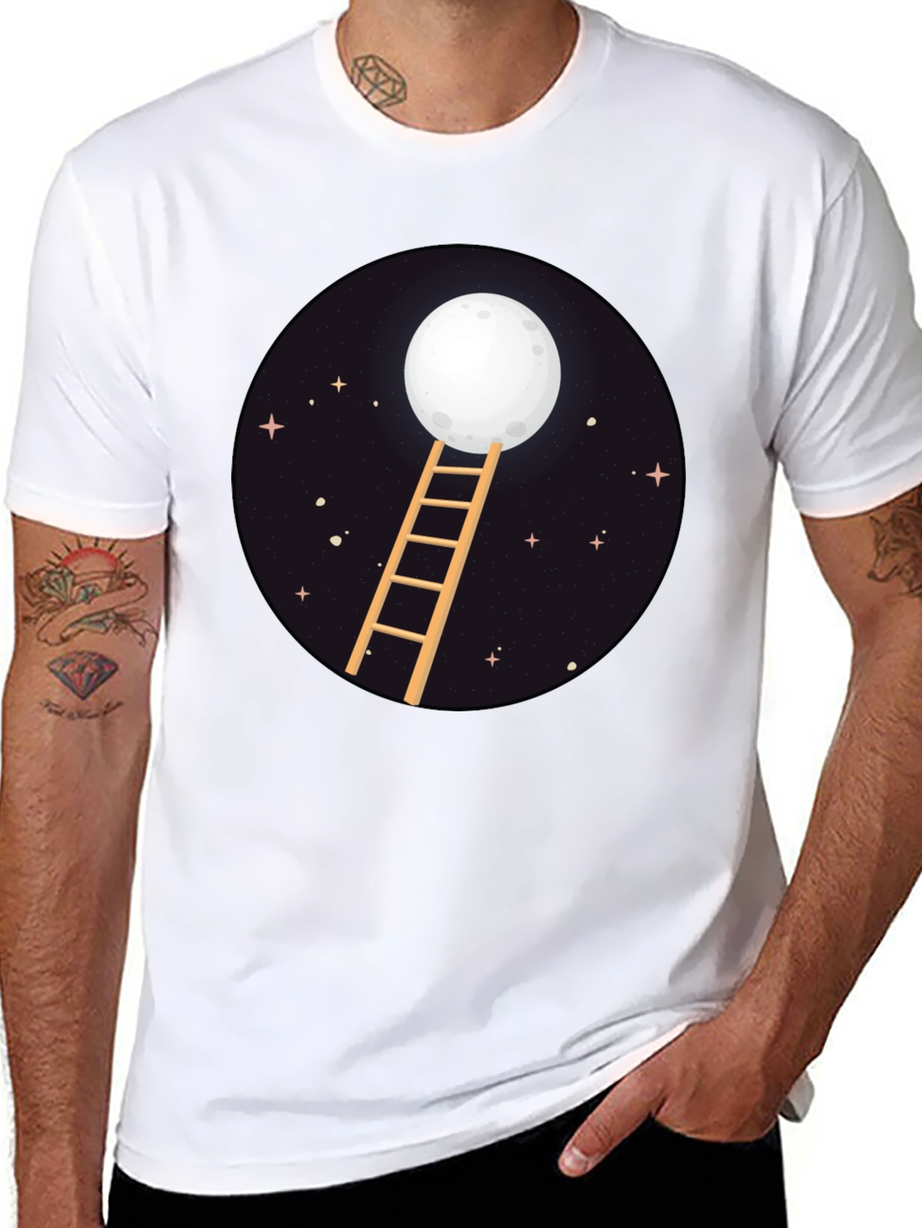 Moon Ladder Graphic Tee - Celestial Style