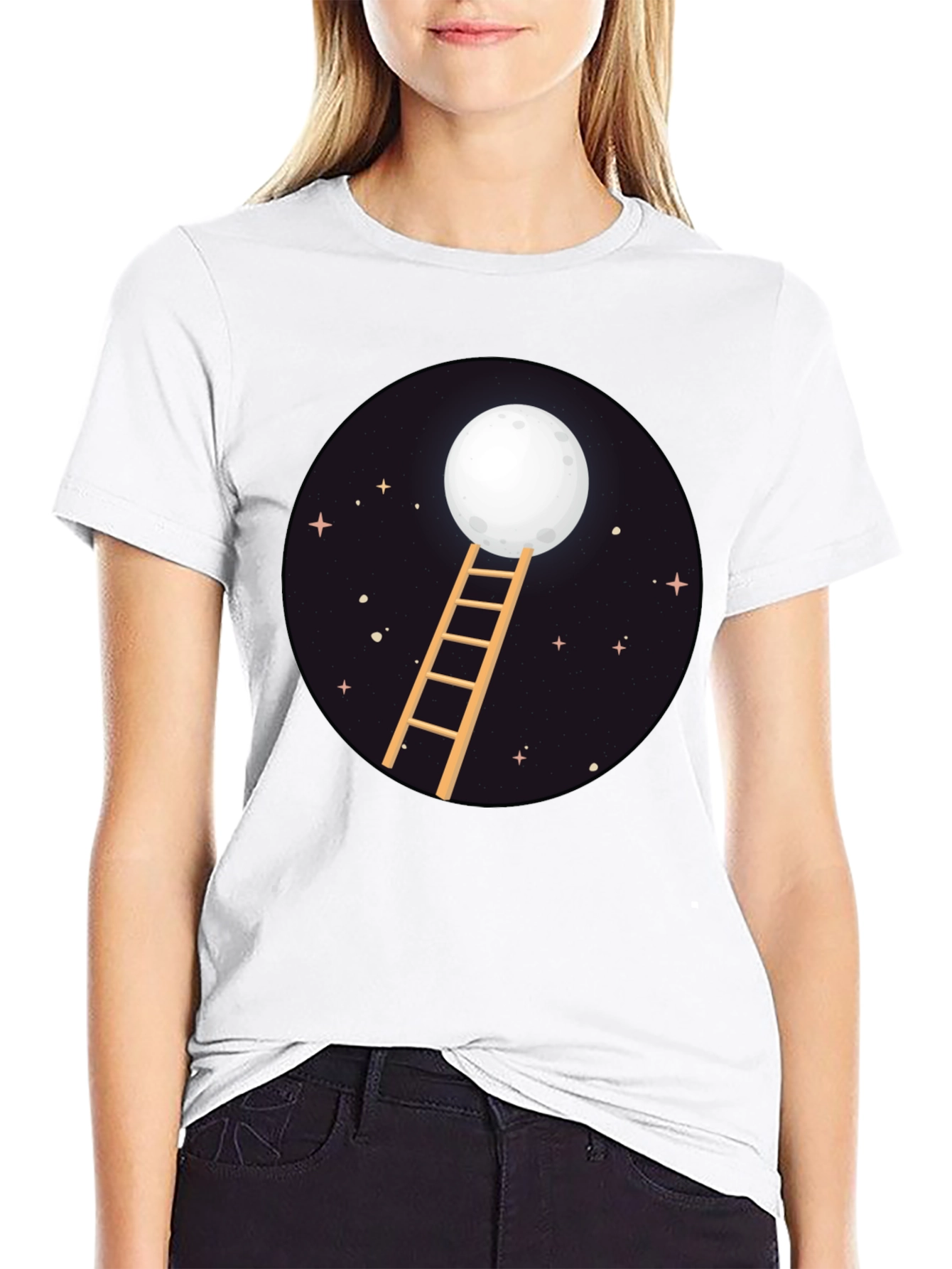 Moon Ladder Graphic Tee - Celestial Style
