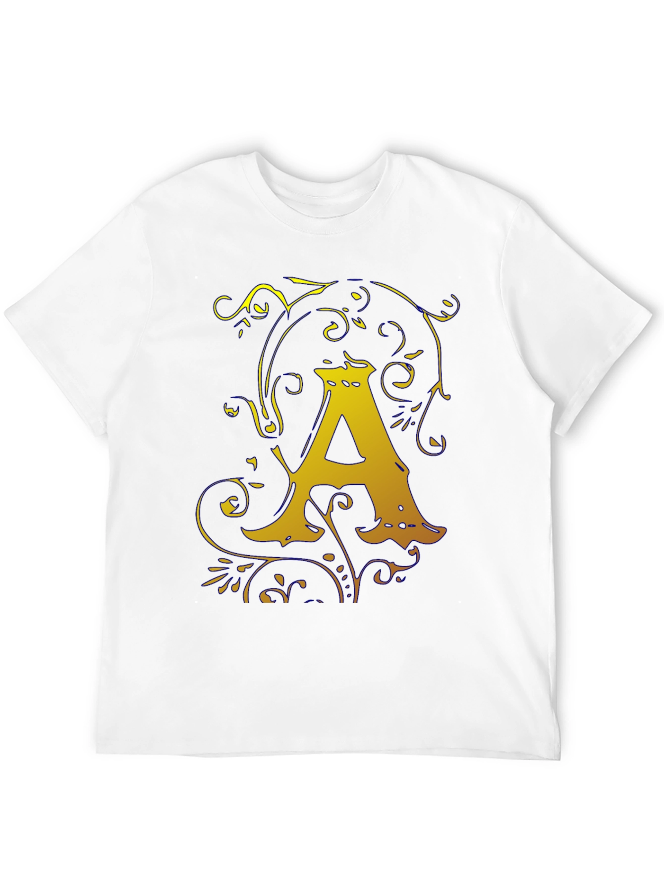 Letter A Graphic Tee - Gold Monogram T-Shirt