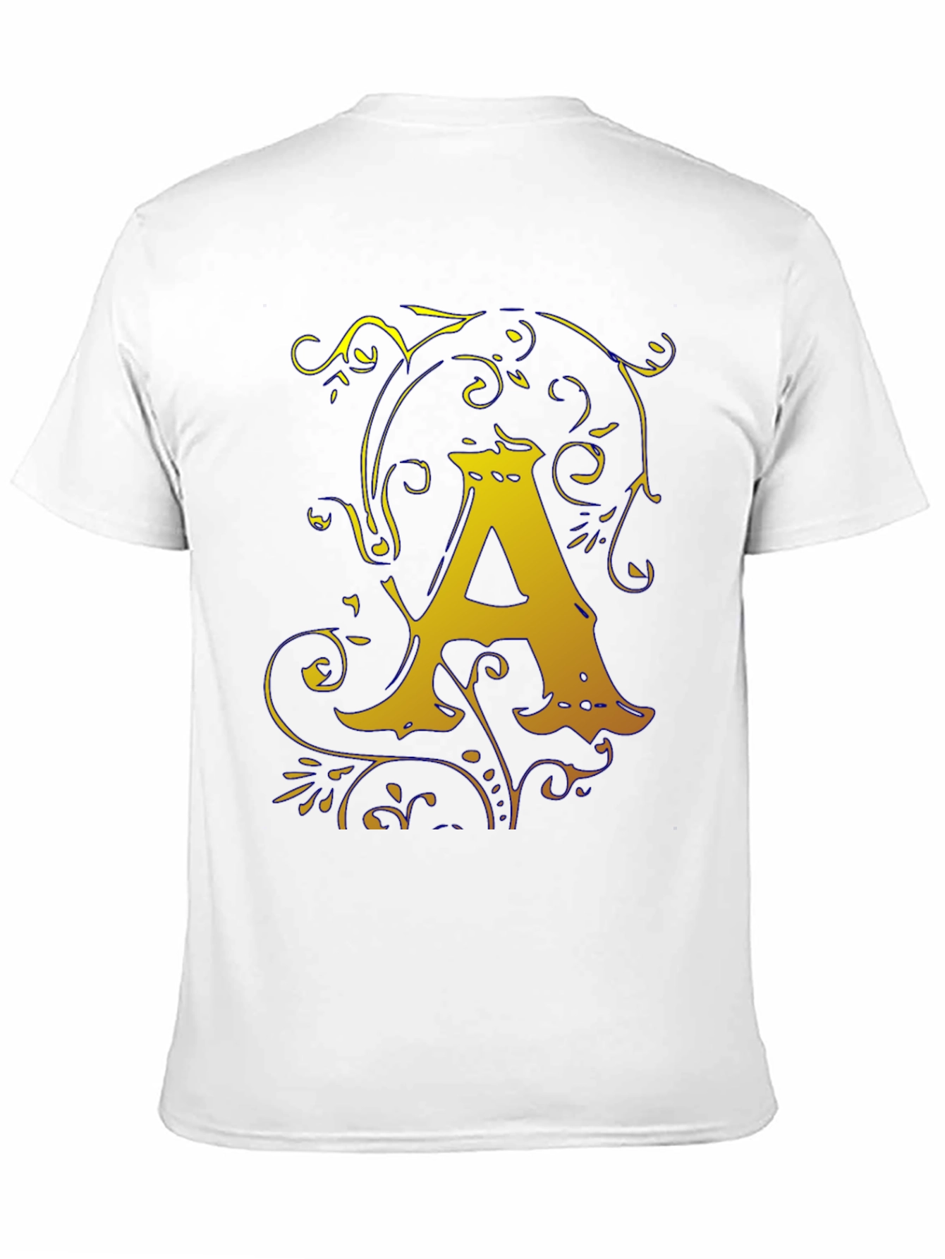 Letter A Graphic Tee - Gold Monogram T-Shirt