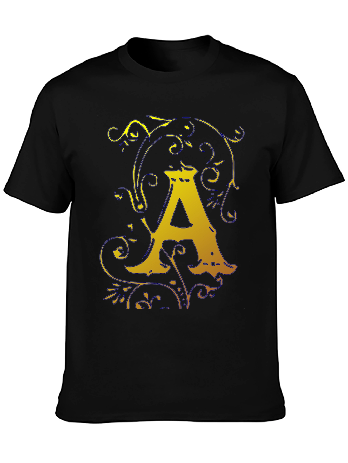 Letter A Graphic Tee - Gold Monogram T-Shirt