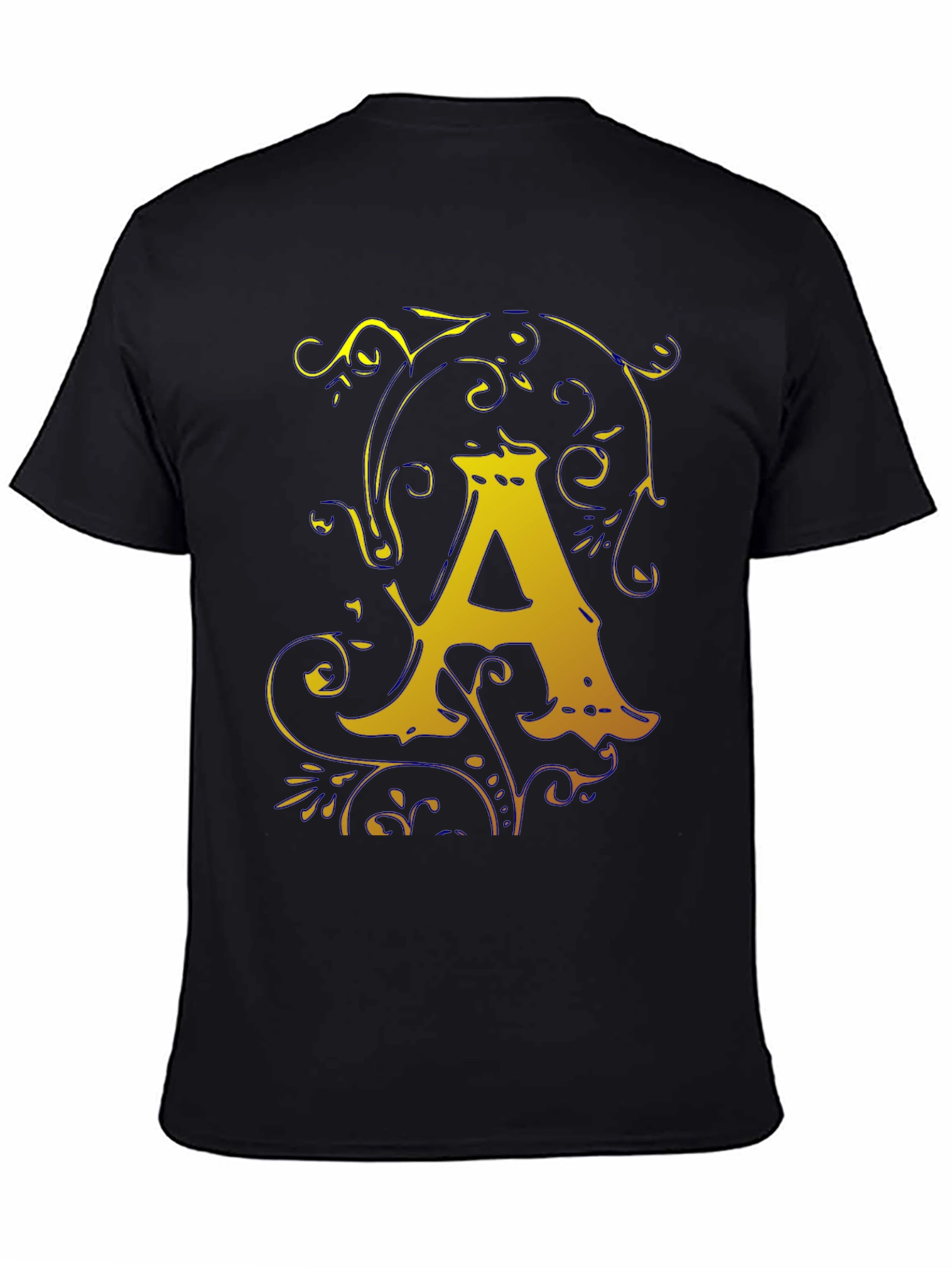 Letter A Graphic Tee - Gold Monogram T-Shirt