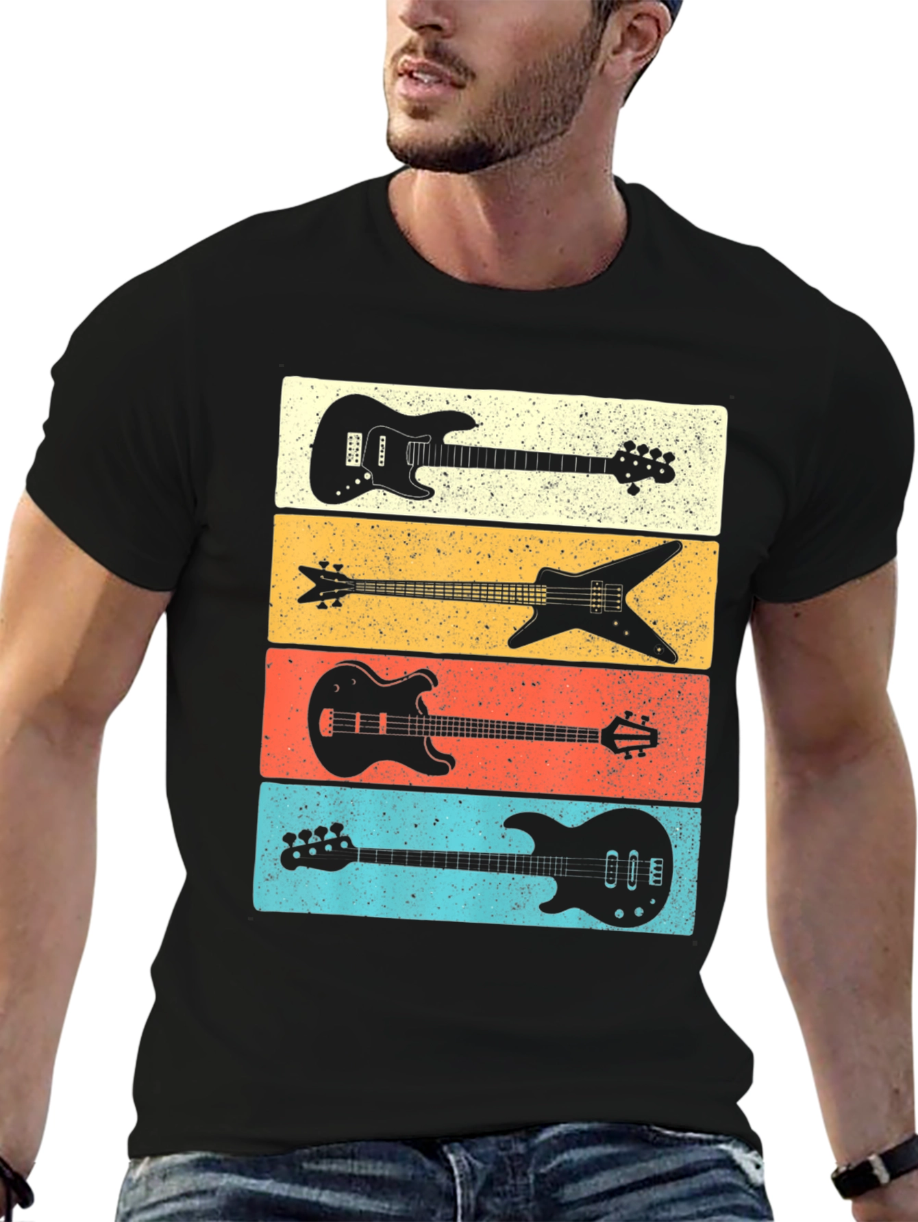 Retro Guitar Silhouette T-Shirt for Music Lovers