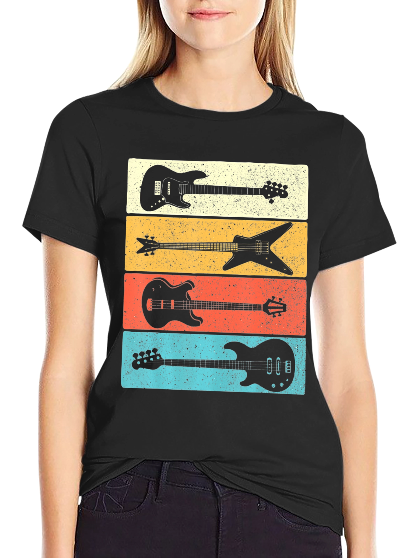 Retro Guitar Silhouette T-Shirt for Music Lovers