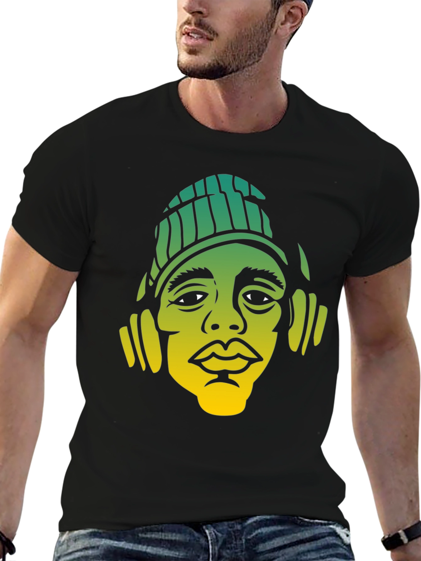 Urban Style Graphic Tee - Man with Beanie