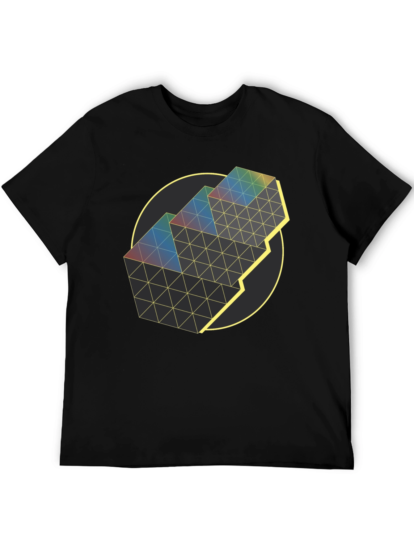 Geometric Prism Graphic Tee - Black