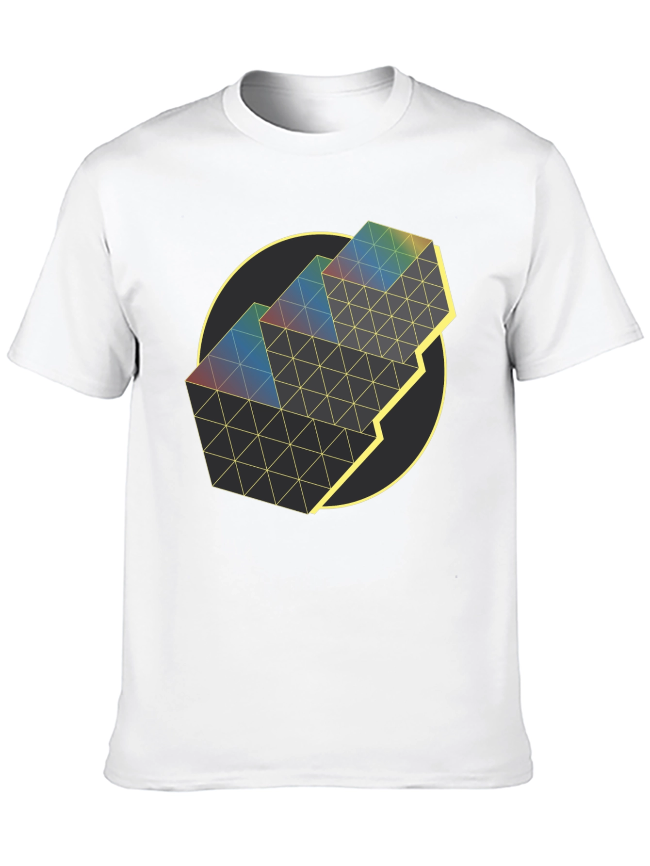Geometric Prism Graphic Tee - Black