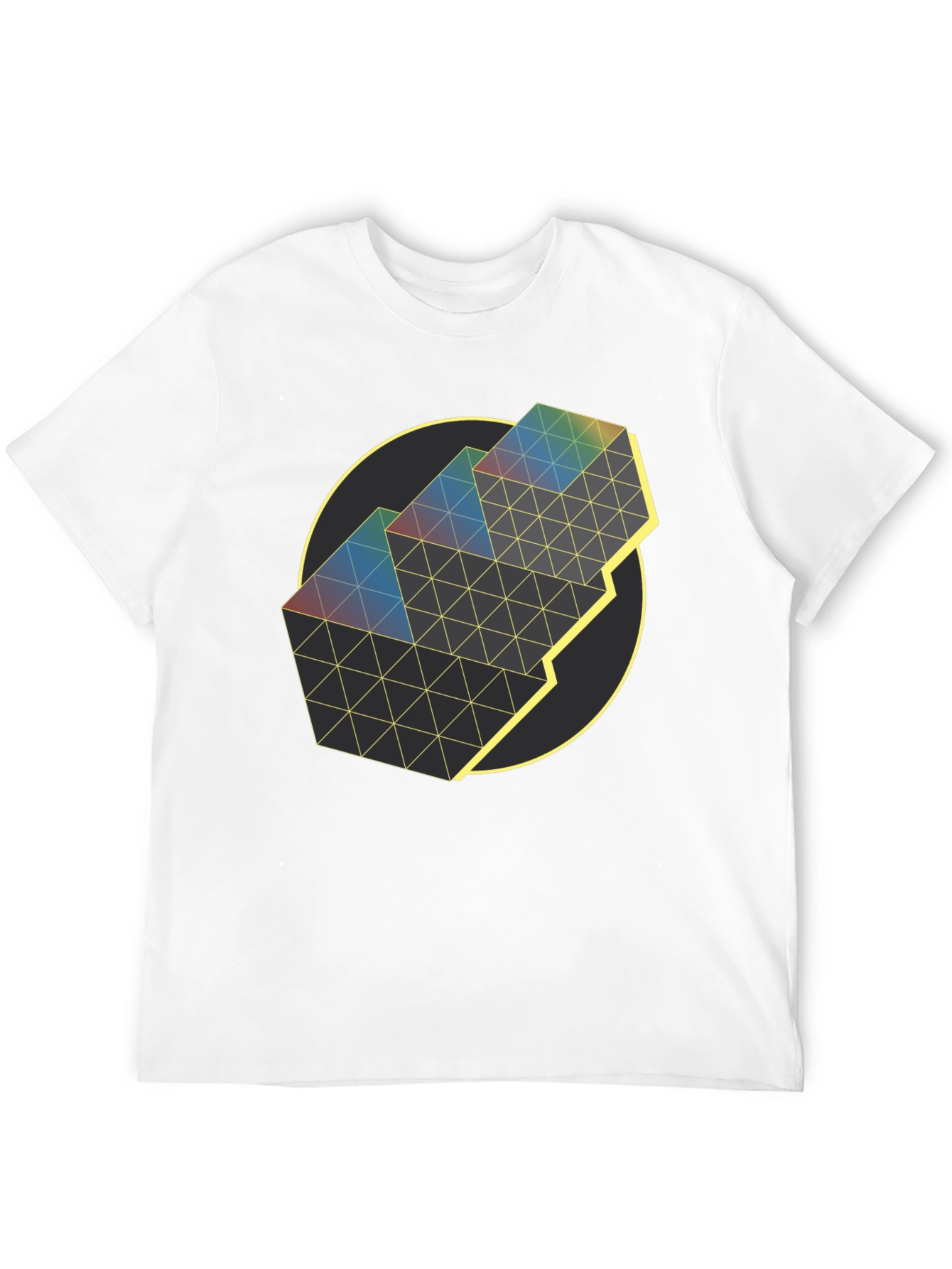 Geometric Prism Graphic Tee - Black