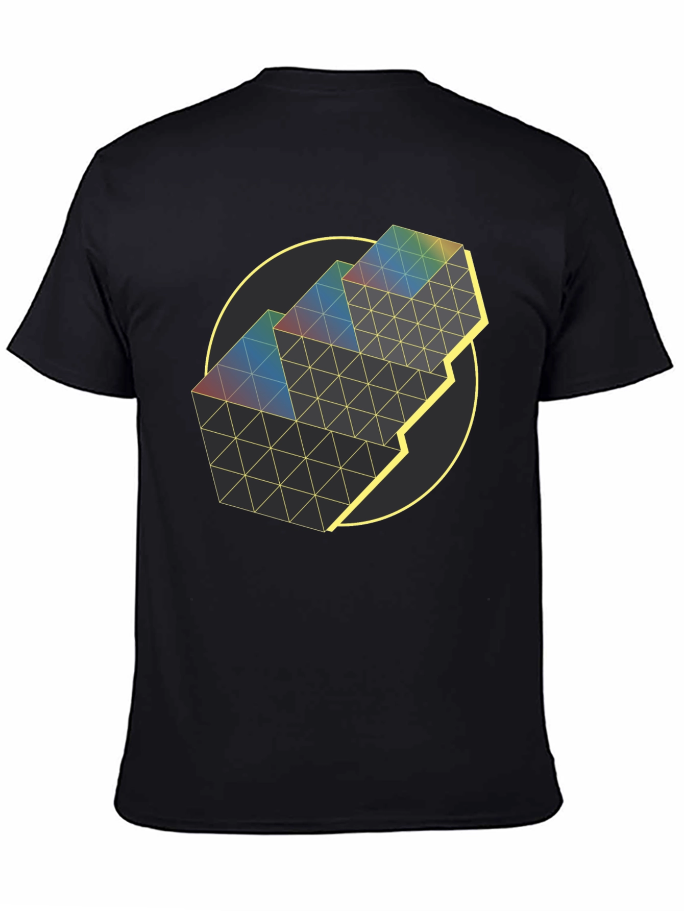 Geometric Prism Graphic Tee - Black