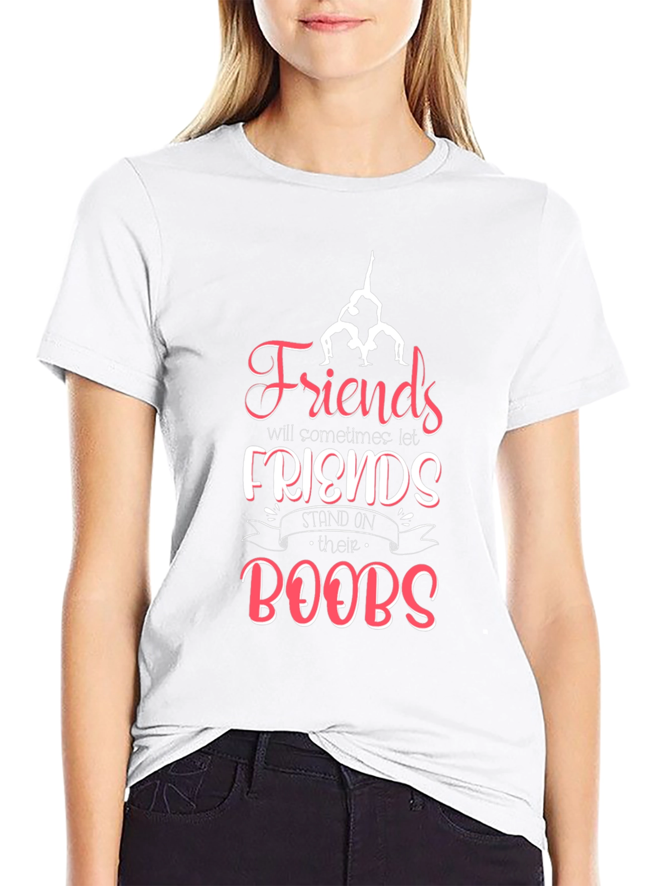 Friends Stand on Boobs Graphic Tee - Novelty Shirt
