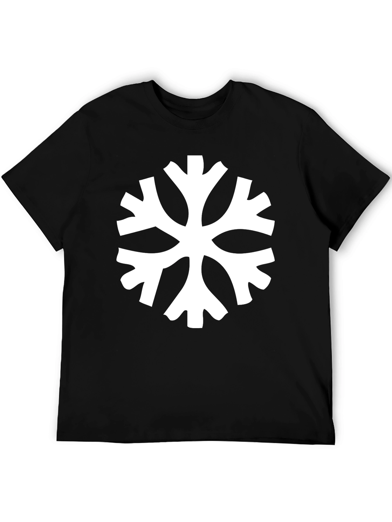 Black T-Shirt with White Snowflake Style Graphic