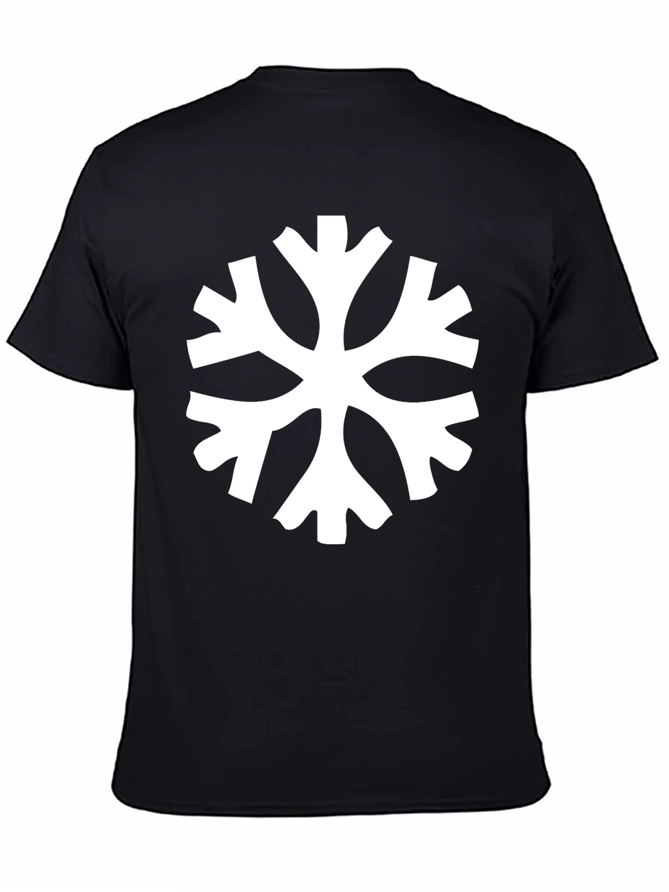 Black T-Shirt with White Snowflake Style Graphic
